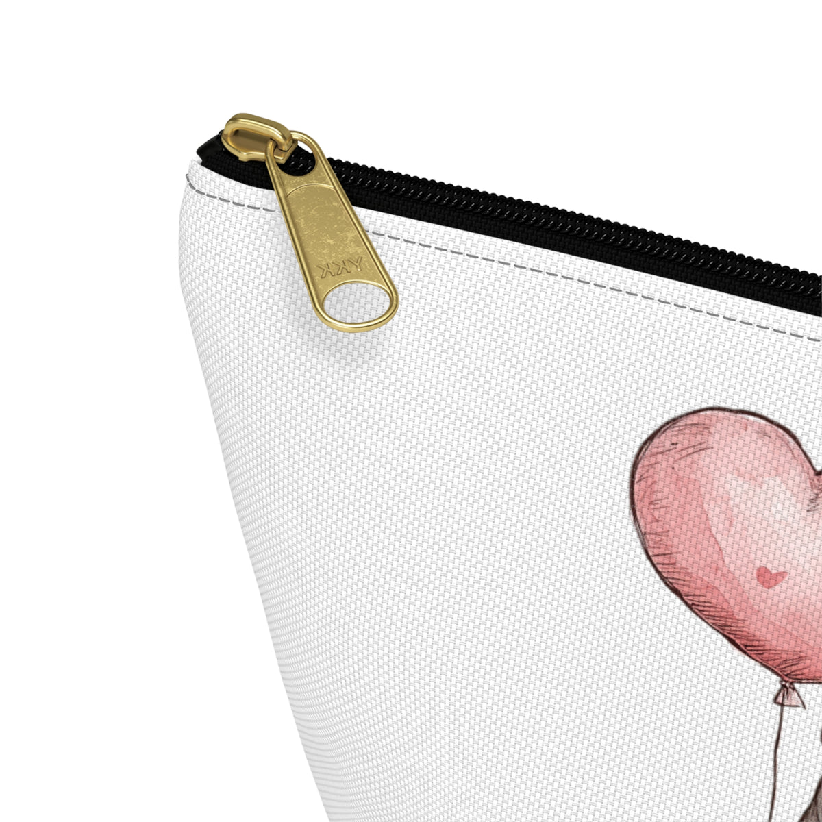 Good Vibes Hippo Accessory Pouch, Cute Makeup Bag, Gift for Animal Lovers, Fun Travel Organizer, Heart Balloon Design