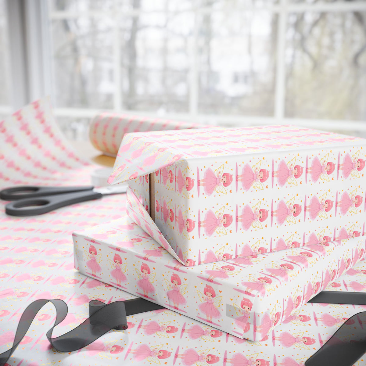 Pink Heart Pattern Wrapping Paper Roll — Cute Valentine & Birthday Gift Wrap
