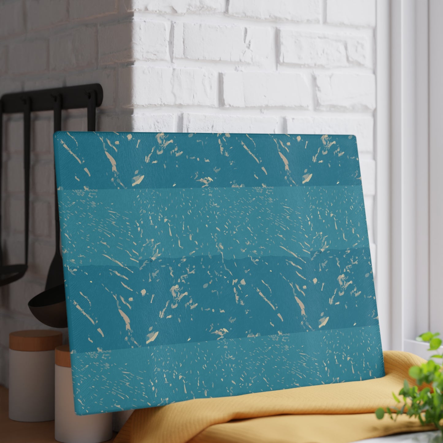 Teal Marble Stripes Glass Cutting Board — Decorative Kitchen Chopping Board