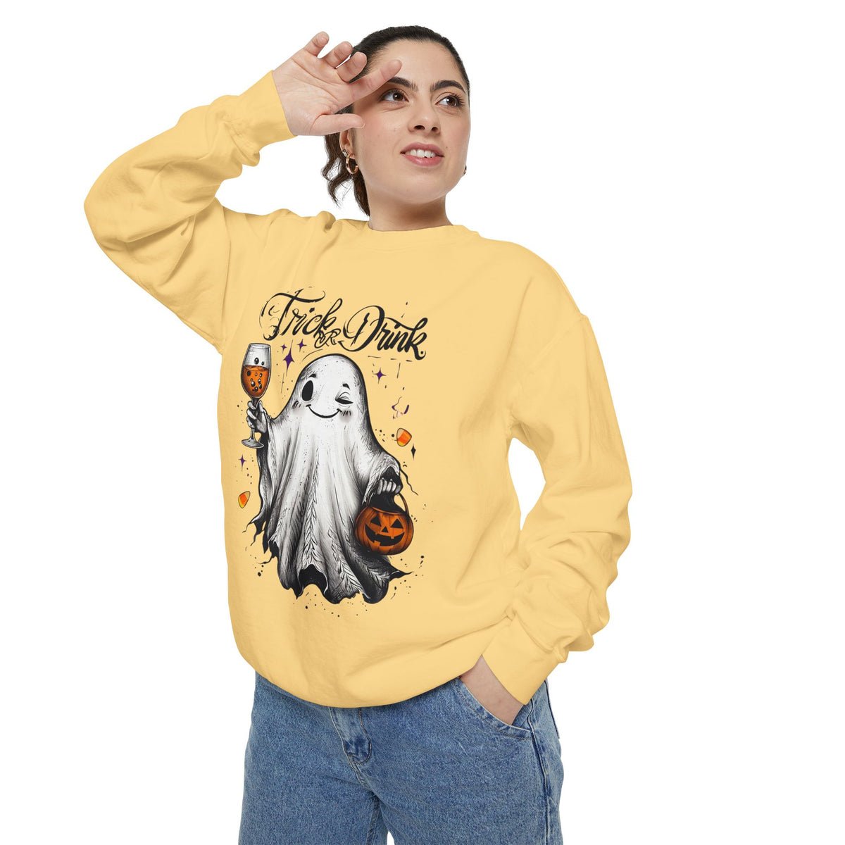 Spooky Ghost Sweatshirt | Trick or Treat Apparel, Halloween Gift, Cozy Unisex Top, Fall Fashion, Casual Wear