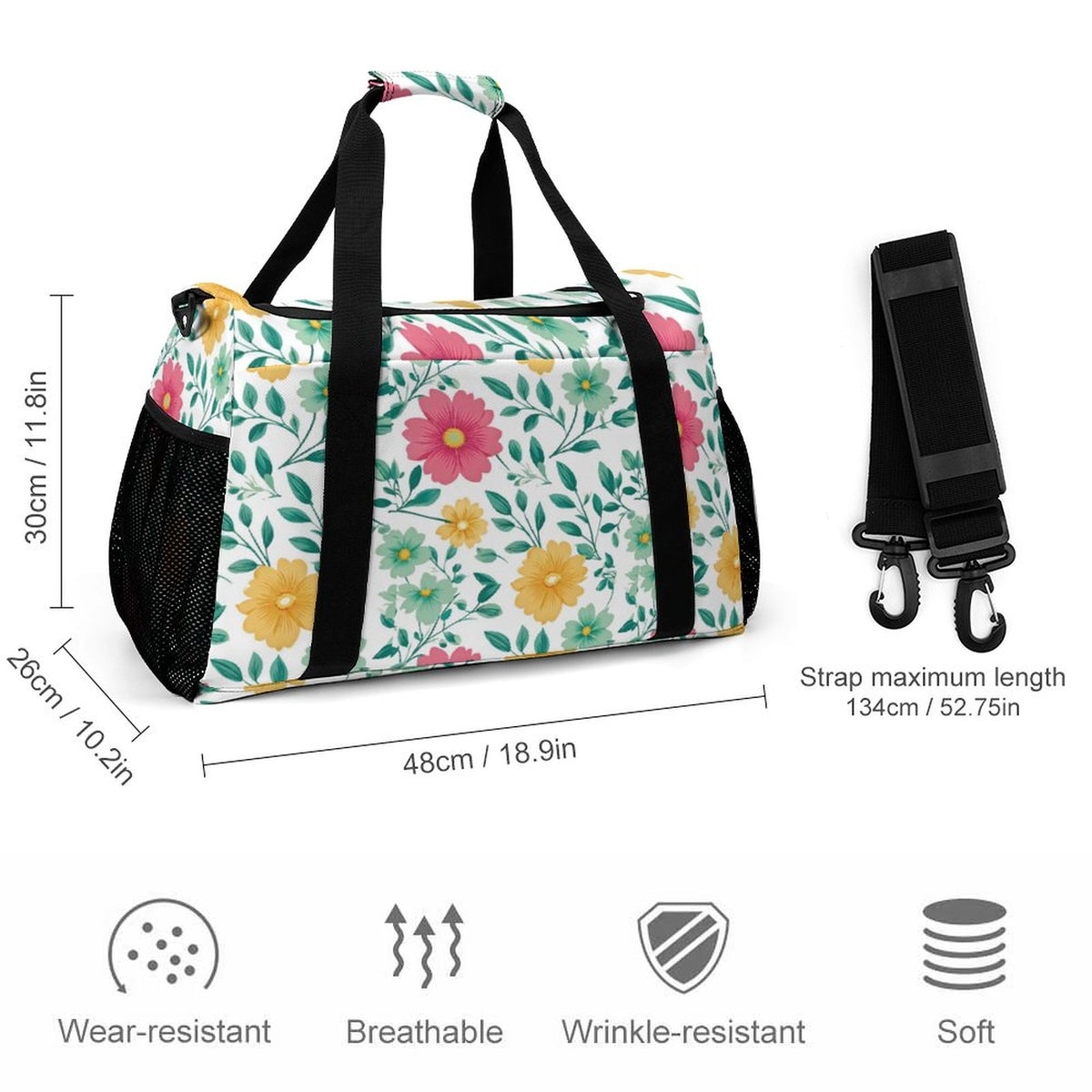 Travel Duffel Bag - Floral