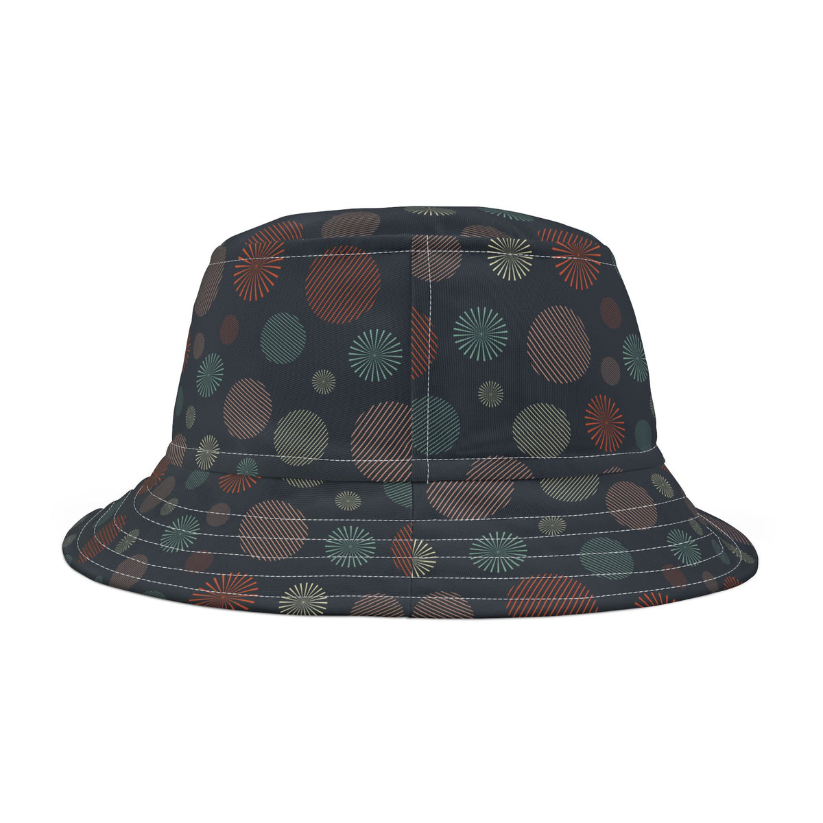 Bucket Hat — Dark Confetti Dot Pattern, Stylish Sun & Festival Accessory