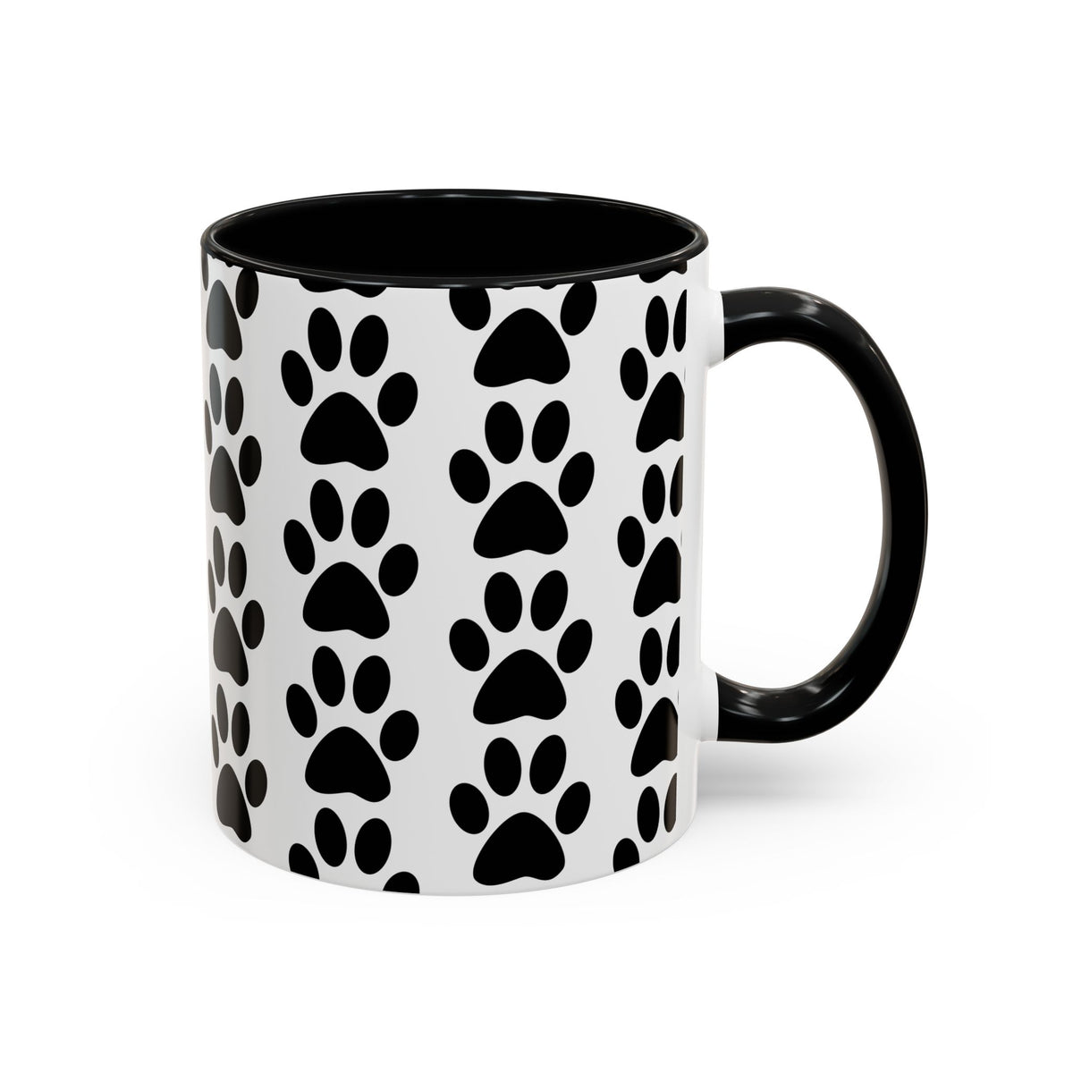 Paw Print Accent Coffee Mug - Dog Lover Gift, Black and White Pet Mug, Cute Animal Decor, Personalized Pet Owner Present, Coffee Tea Cup