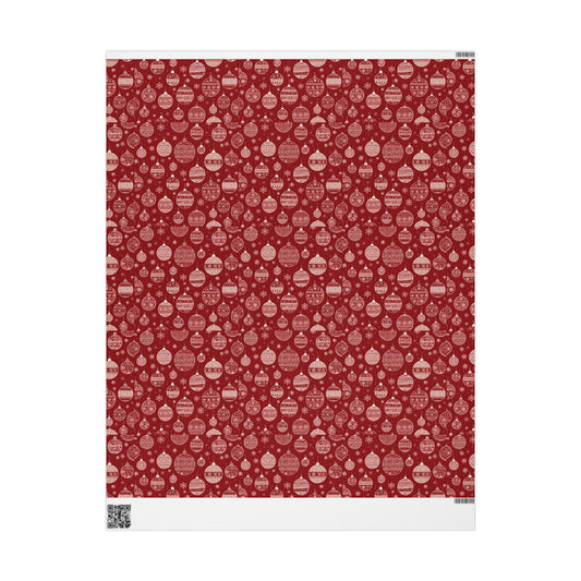 Festive Red Ornament Wrapping Paper Roll — Christmas Gift Wrap