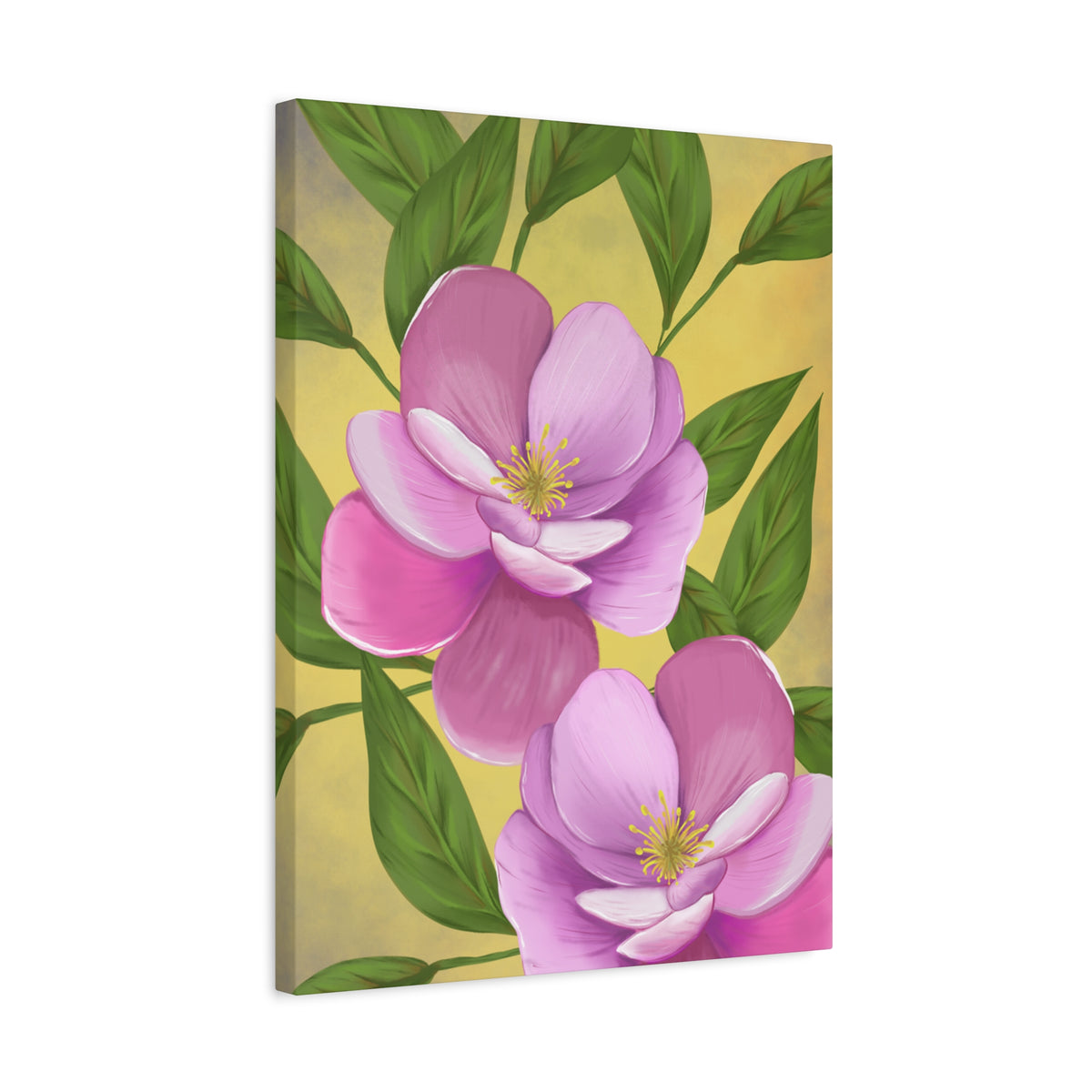 Matte Canvas, Stretched, 1.25" Tulips Pink and Purple Flowers