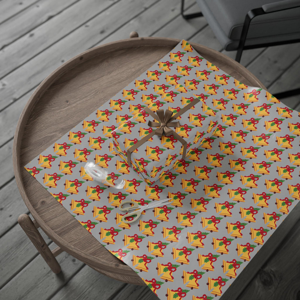Holiday Bell Pattern Wrapping Paper — Festive Christmas Gift Wrap Roll