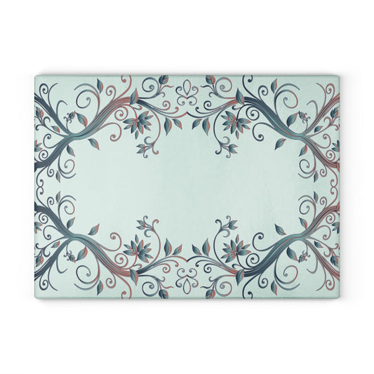 Floral Vine Glass Cutting Board — Mint Decorative Kitchen Chopping Board