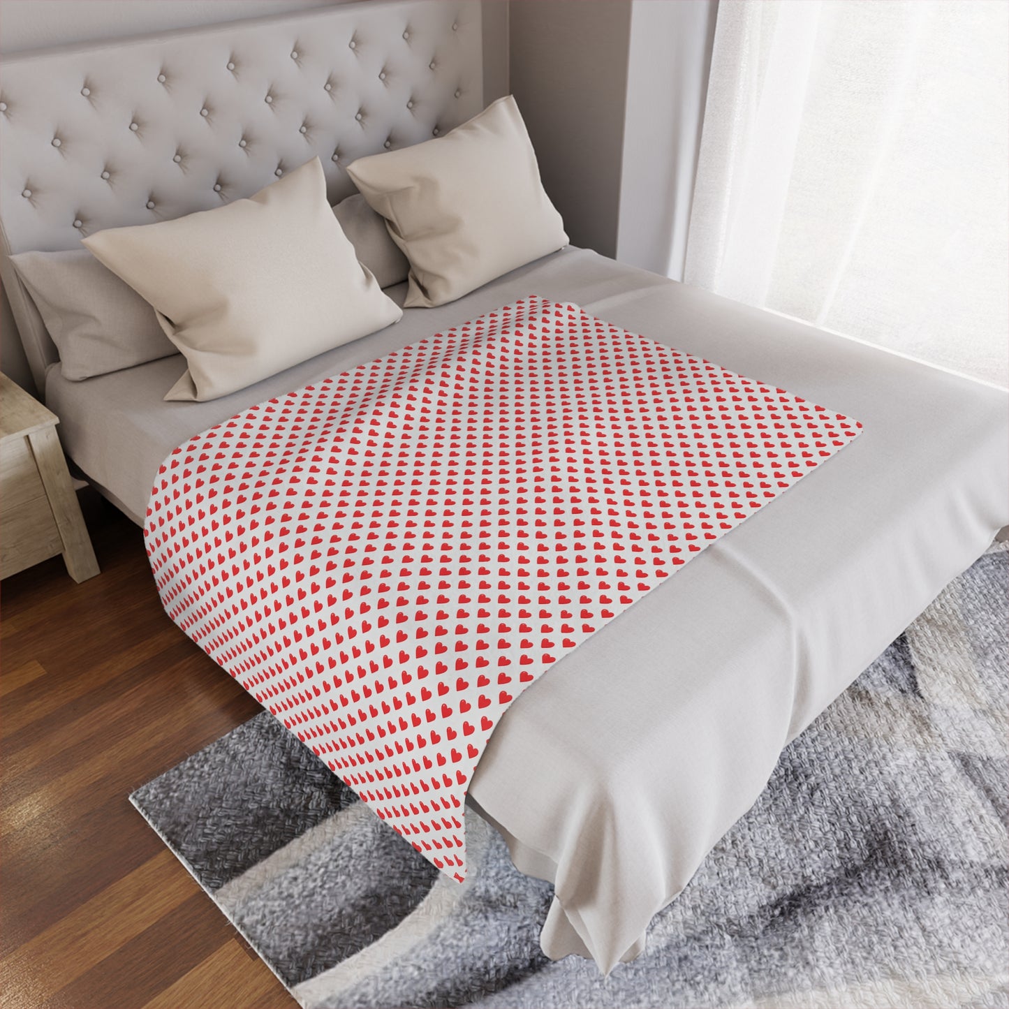 Heart Pattern Minky Blanket — Soft Red Hearts Throw for Valentine's Day & Cozy Gifts