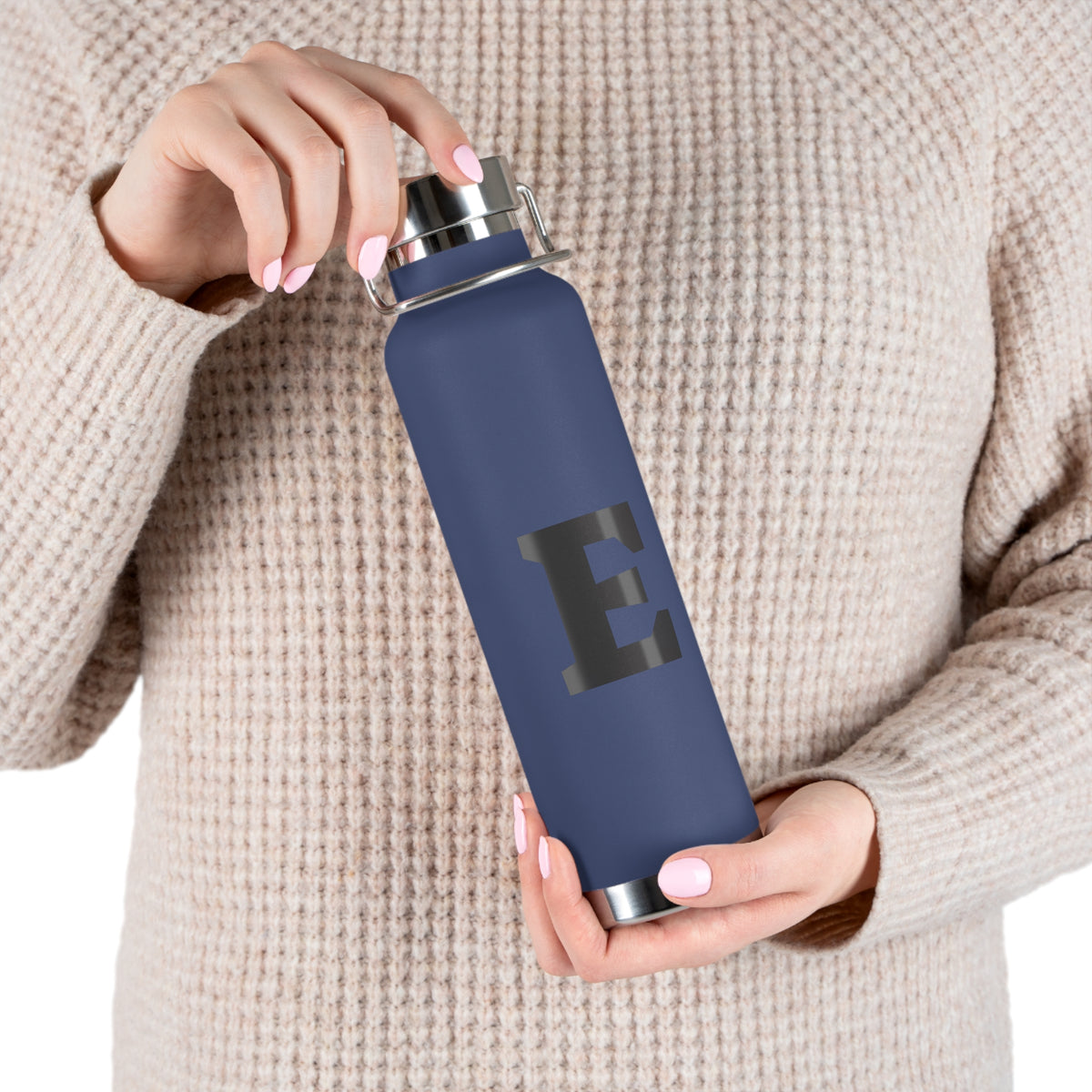 Personalized Copper Insulated Water Bottle, 22oz - "E" Custom Monogram