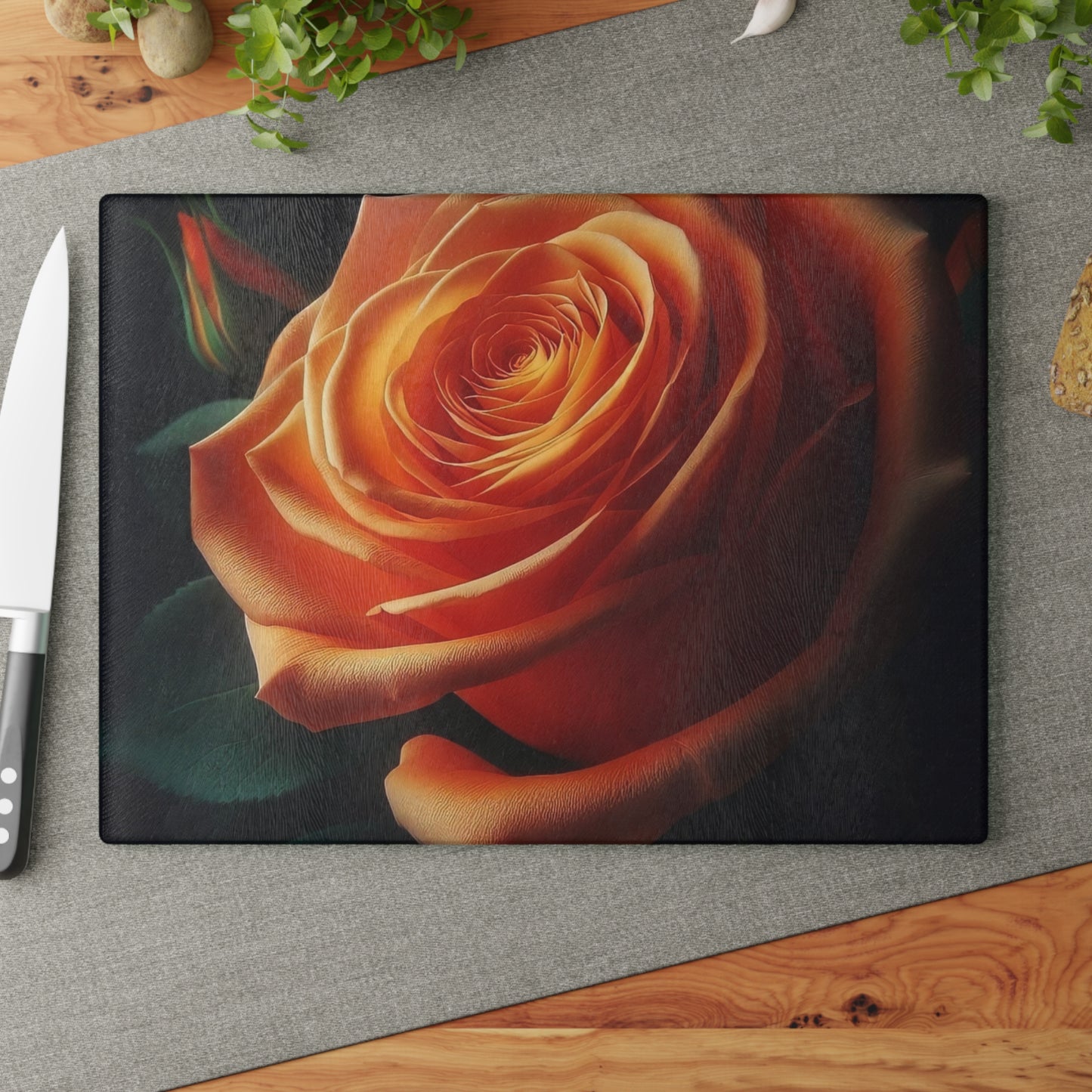 Elegant Rose Glass Cutting Board