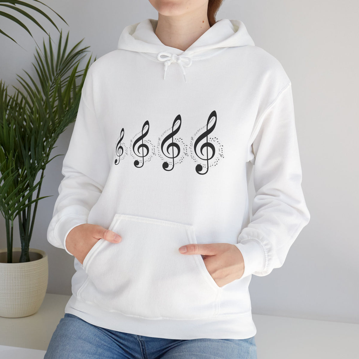 Treble Clef Hoodie – Minimal Music Note Graphic Sweatshirt for Musicians