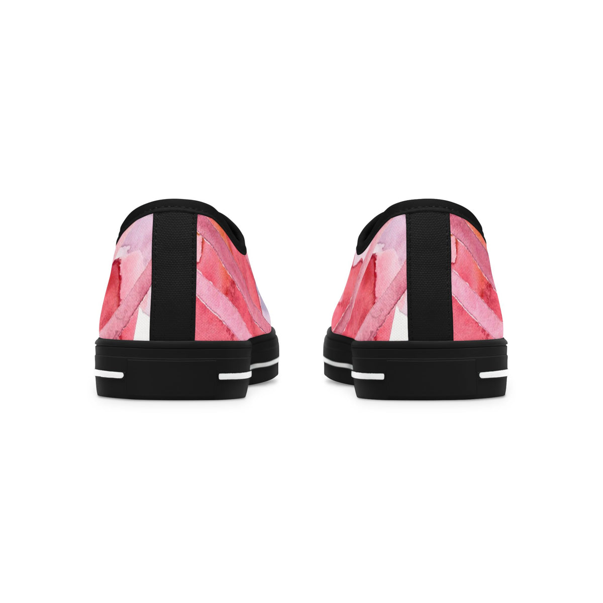 Pink Watercolor Floral Low Top Sneakers — Casual Canvas Shoes