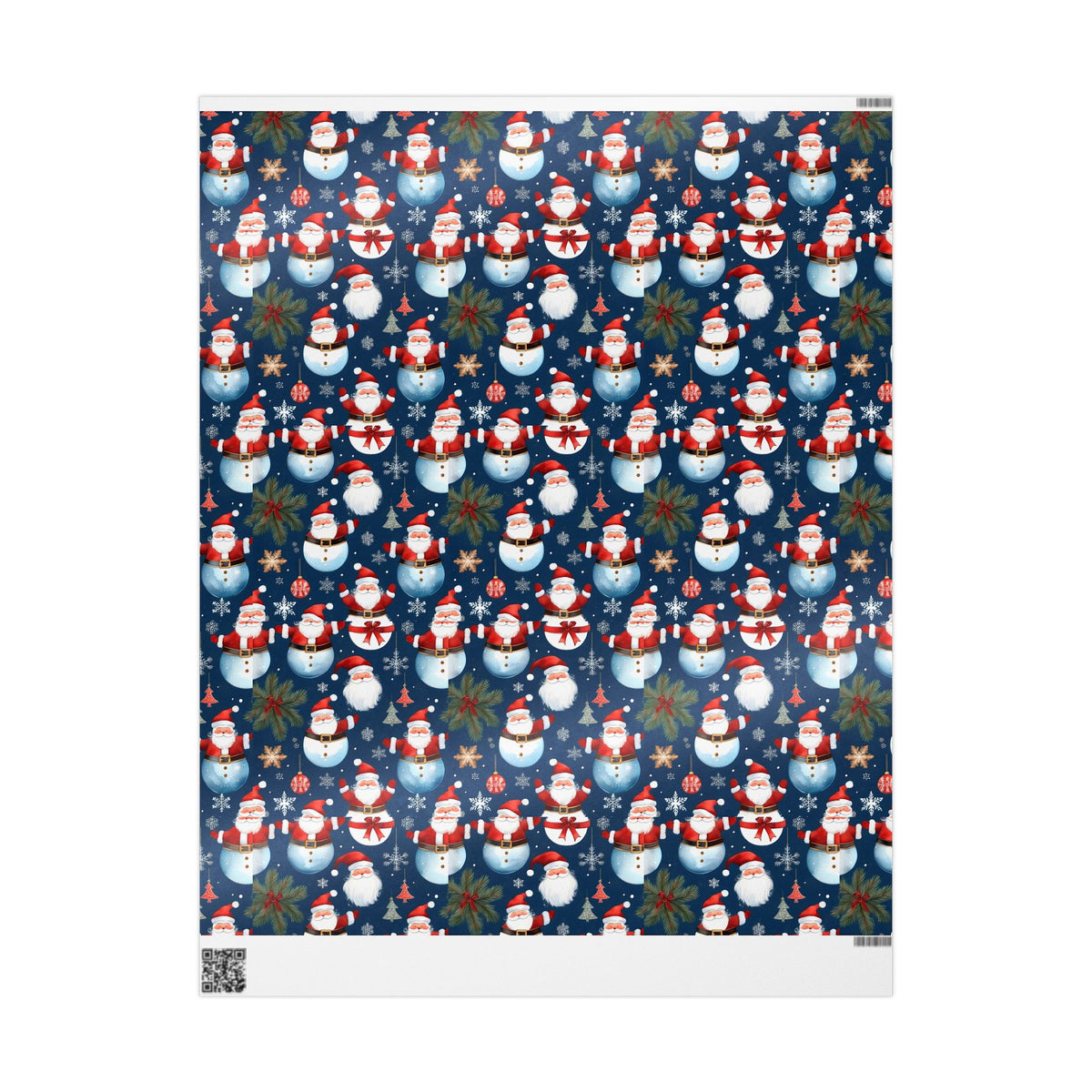 Christmas Snowman & Santa Wrapping Paper Roll — Festive Holiday Gift Wrap