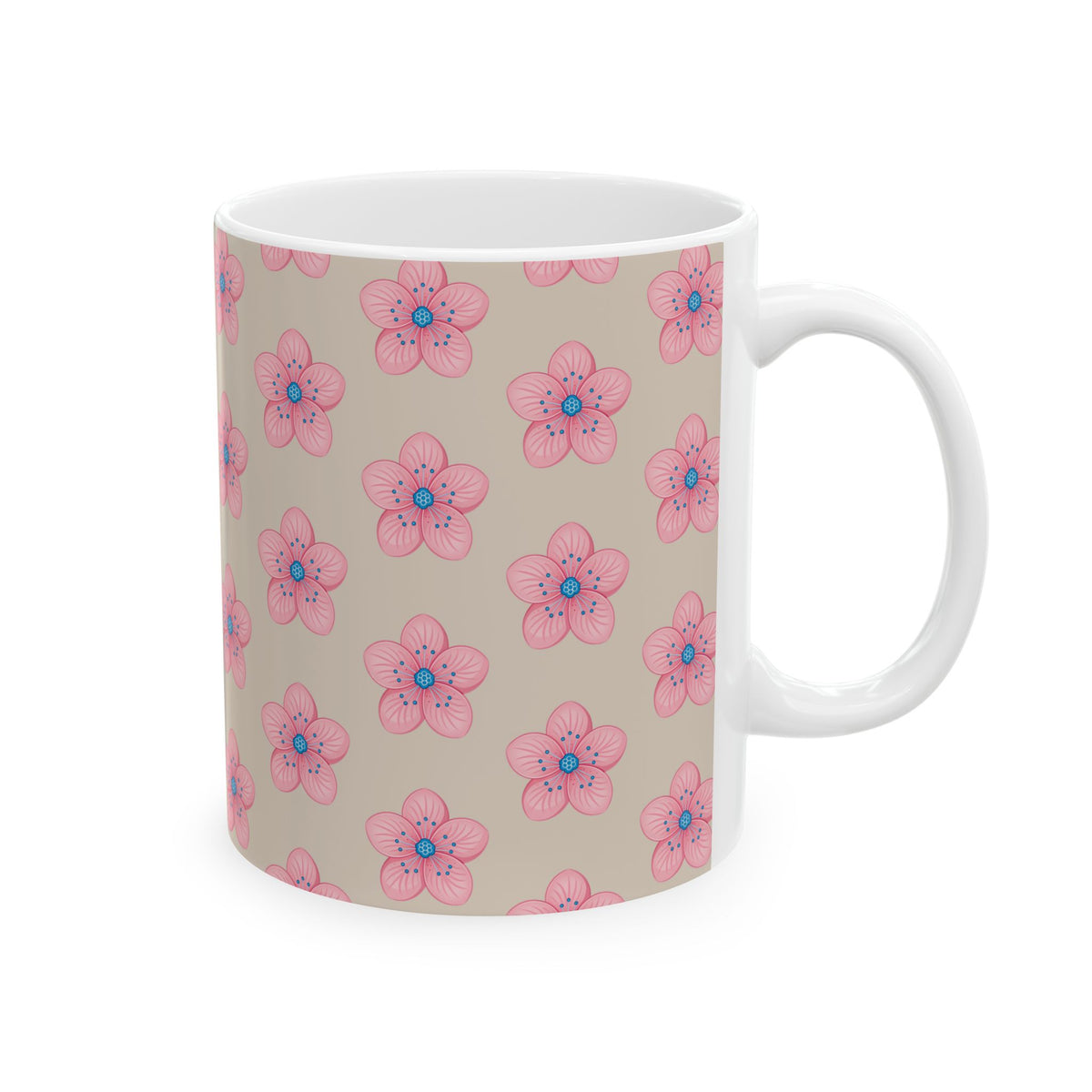 Pink Floral Ceramic Mug | Cute Coffee Cup for Flower Lovers, Tea Lovers, Gift for Her, Mother's Day, Birthday