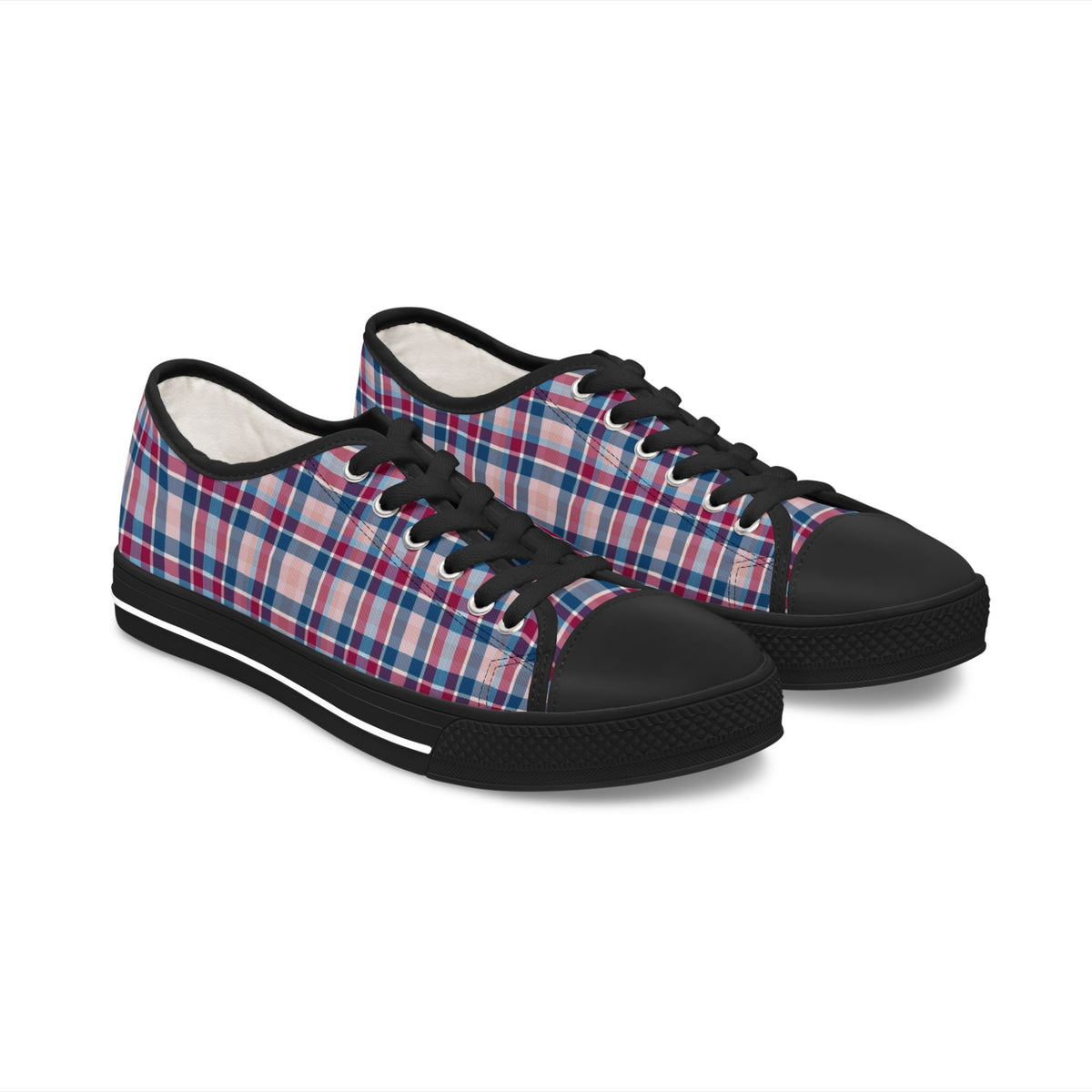Plaid Low Top Sneakers — Casual Canvas Shoes
