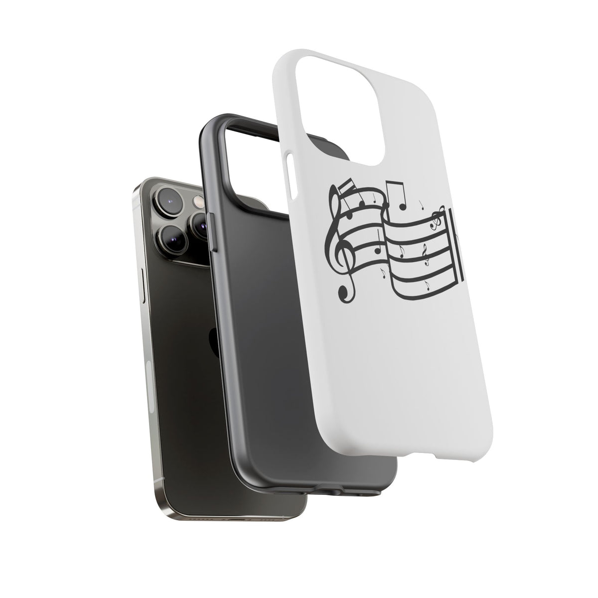 Musical Notes Phone Case — Black Treble Clef Music Staff Tough Case
