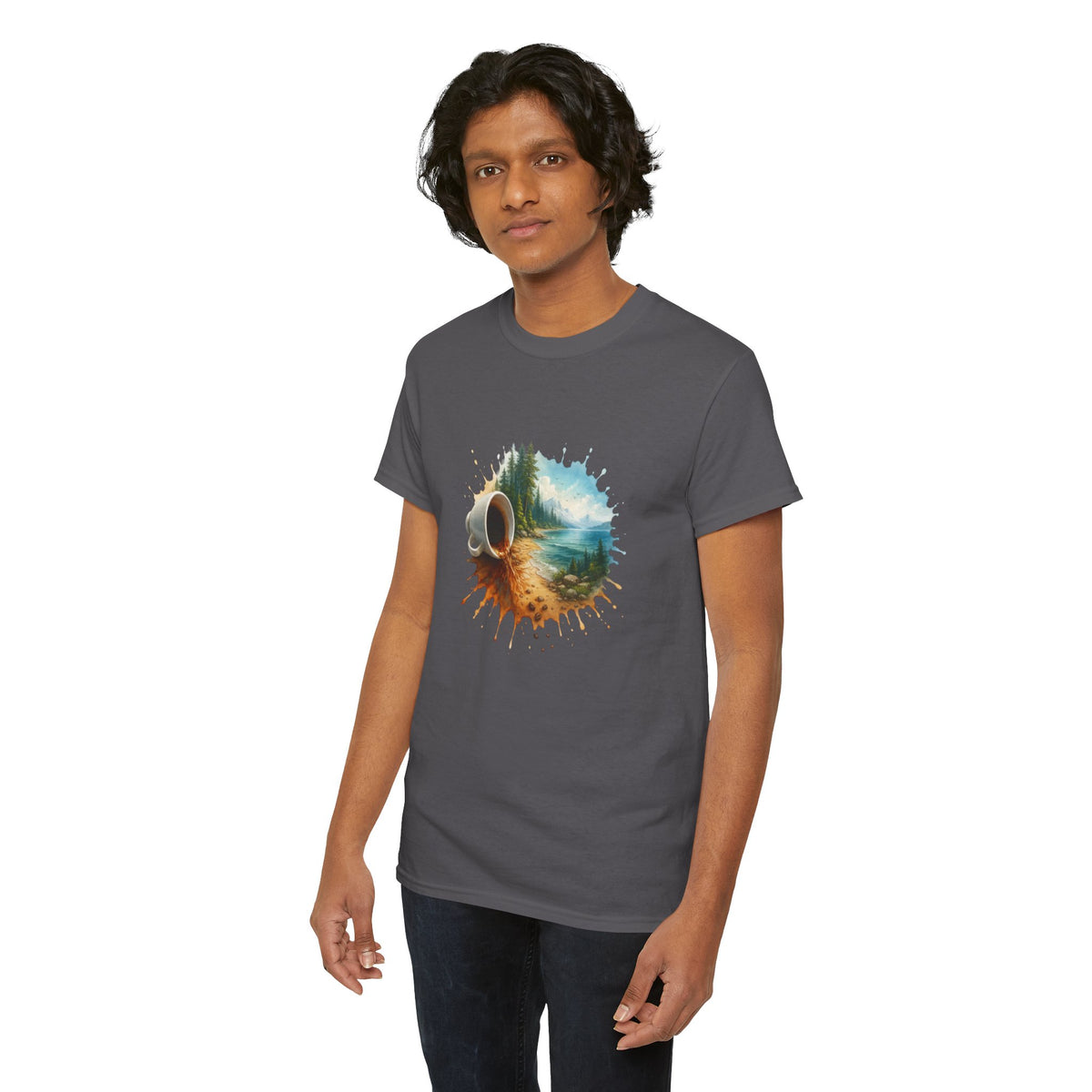 Nature-Inspired Unisex Heavy Cotton Tee, Casual Outfit, Gift for Nature Lovers, Camping Apparel, Outdoor Adventure Shirt