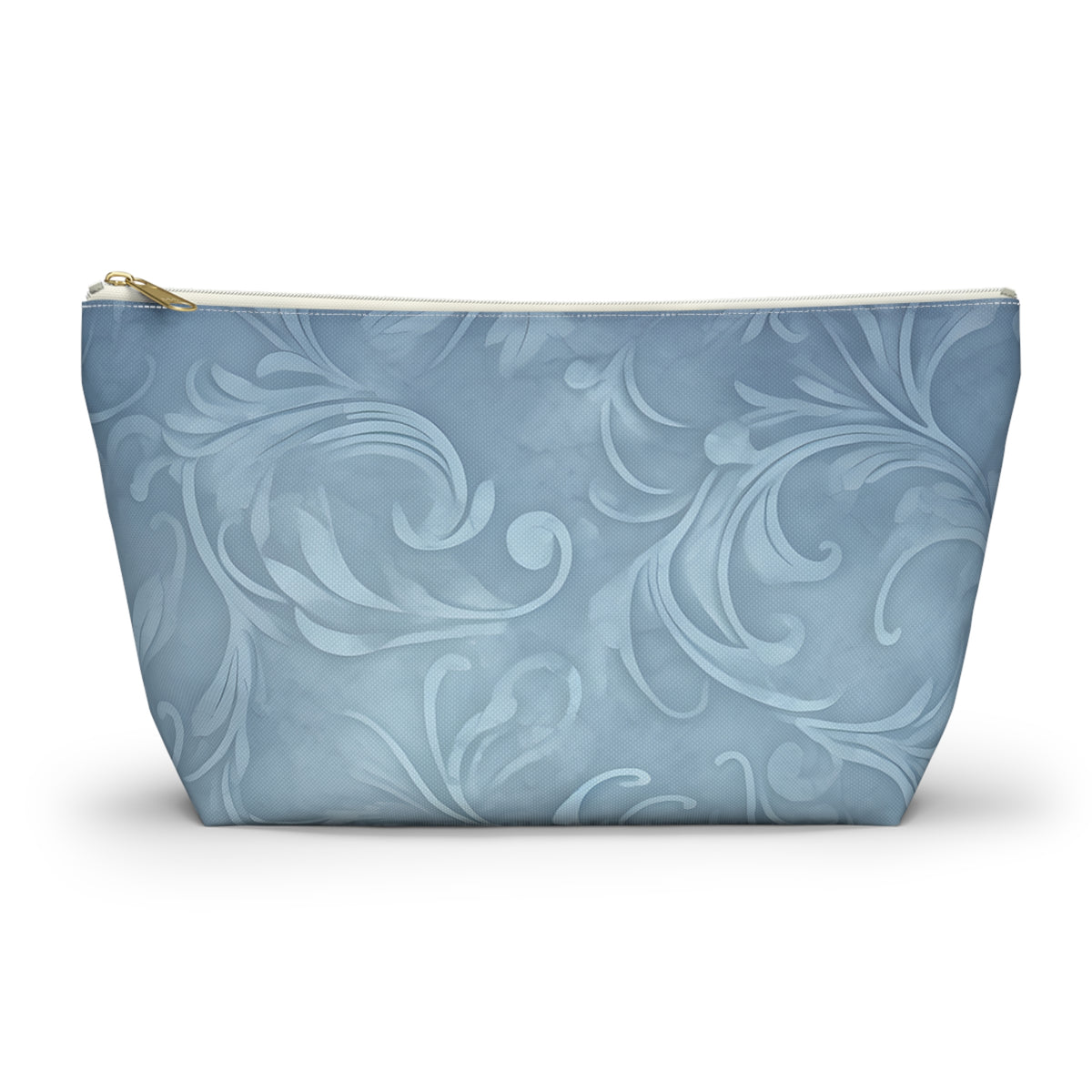 Blue Floral Swirl Accessory Pouch — T-Bottom Makeup & Travel Zip Bag