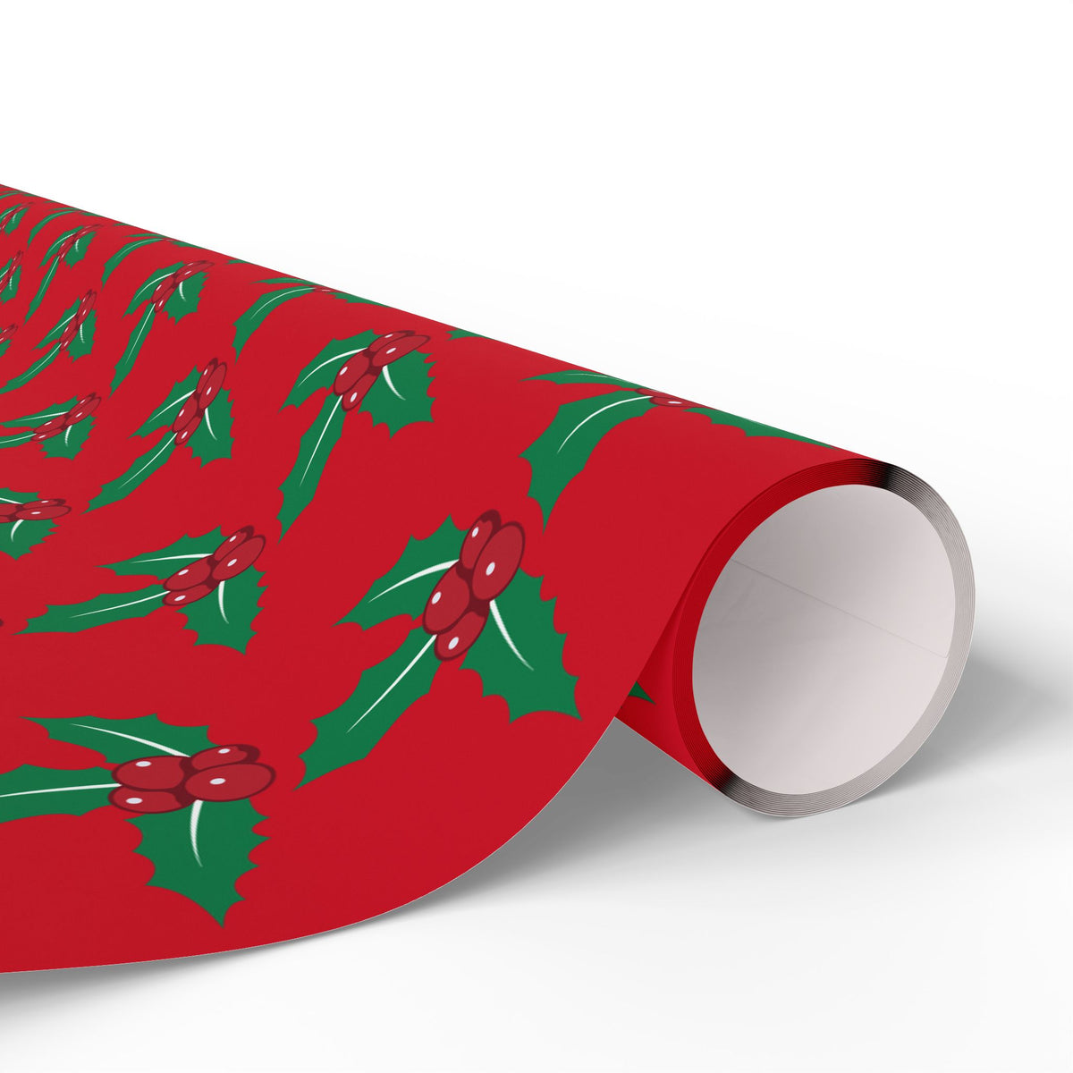 Festive Wrapping Paper Roll | Holiday Gift Wrap | Christmas Gift Wrap | Red Holly Design | Eco-Friendly Gift Wrap