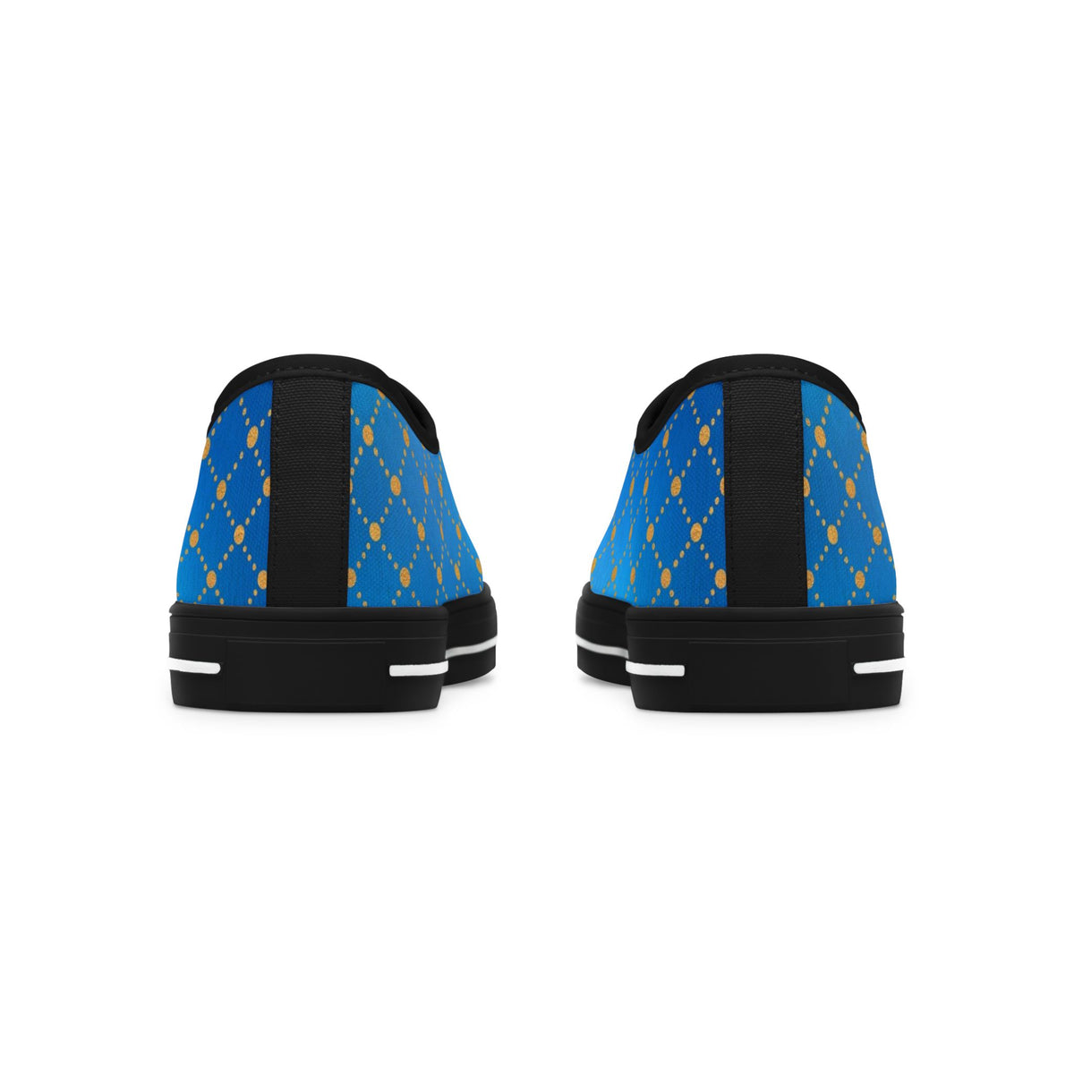 Blue Gold Lattice Low Top Sneakers