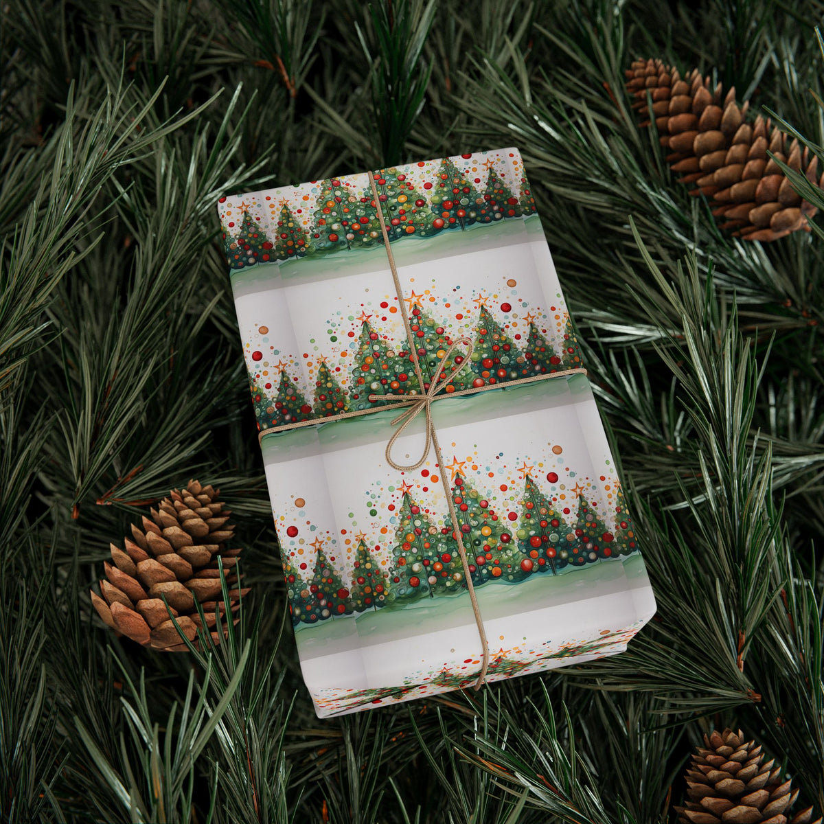 Christmas Tree Confetti Wrapping Paper Roll — Festive Holiday Gift Wrap