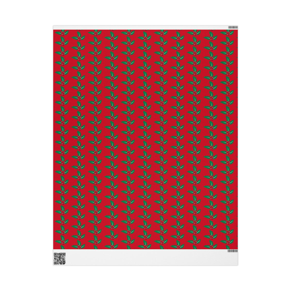 Festive Wrapping Paper Roll | Holiday Gift Wrap | Christmas Gift Wrap | Red Holly Design | Eco-Friendly Gift Wrap