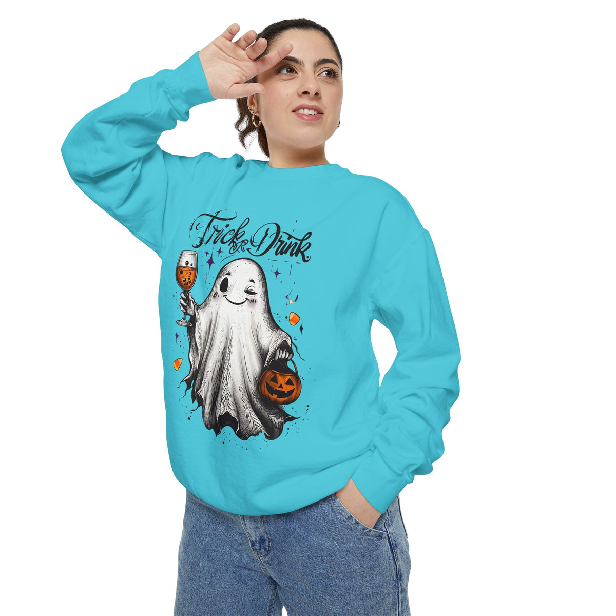 Spooky Ghost Sweatshirt | Trick or Treat Apparel, Halloween Gift, Cozy Unisex Top, Fall Fashion, Casual Wear