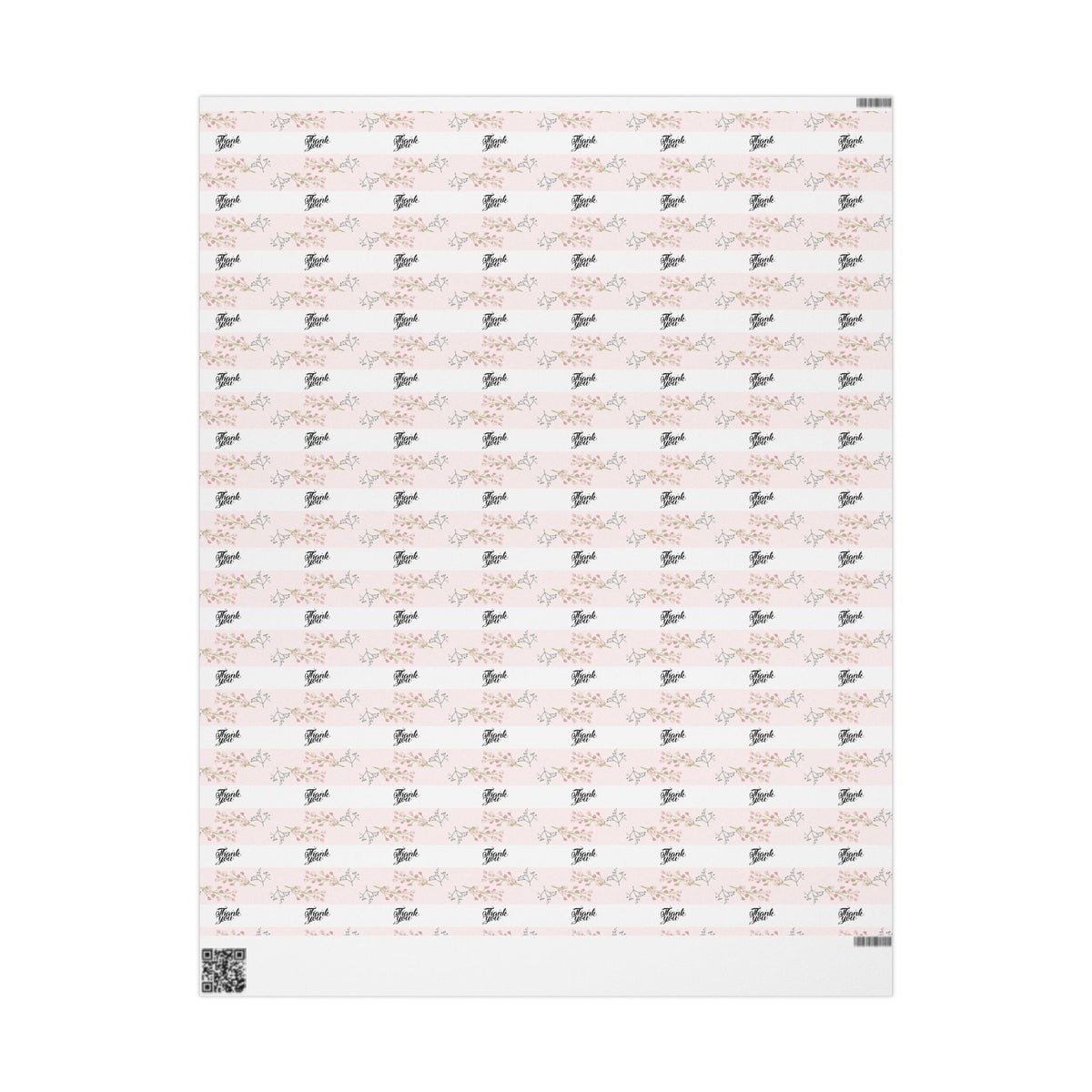 Floral Pink Thank you Wrapping Paper Roll