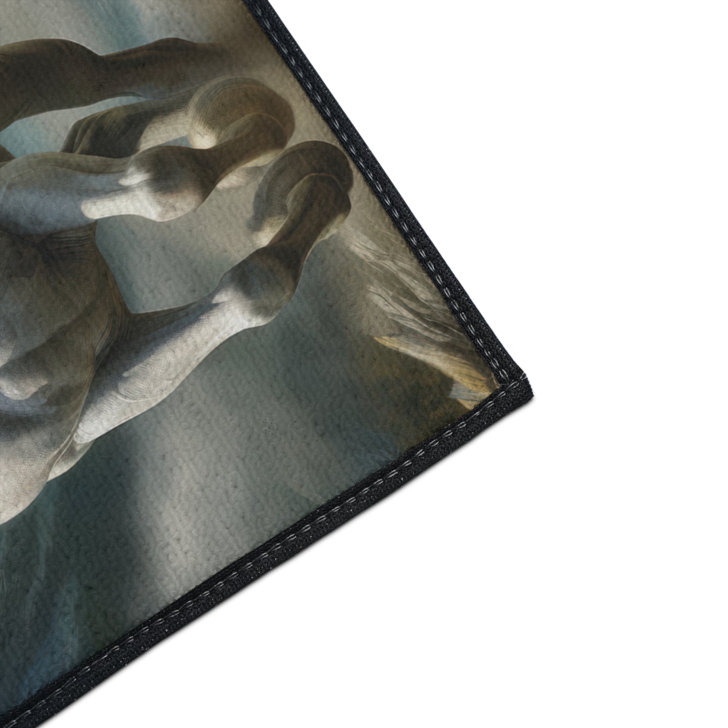 Majestic White Horse Heavy-Duty Floor Mat — Running Stallion Rug for Entryway & Stable