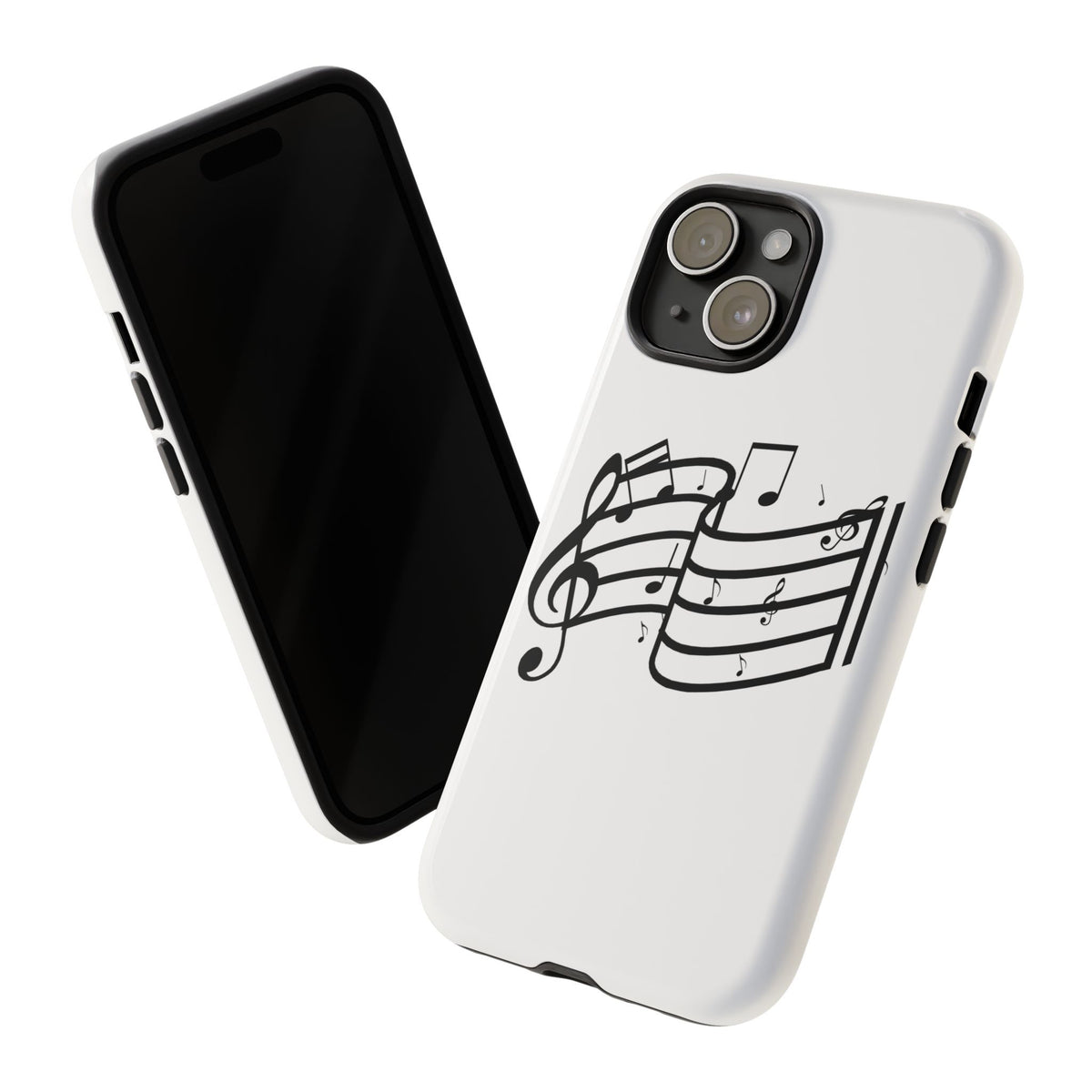 Musical Notes Phone Case — Black Treble Clef Music Staff Tough Case