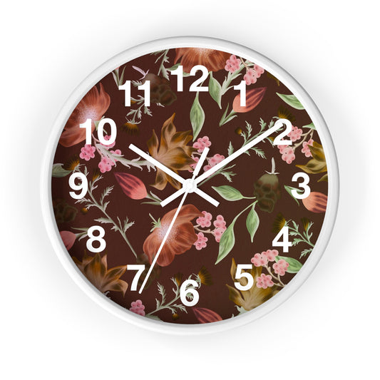 Floral Skull Wall Clock, Vintage Decor, Home Office Wall Art, Unique Timepiece, Gothic Gift for Her
