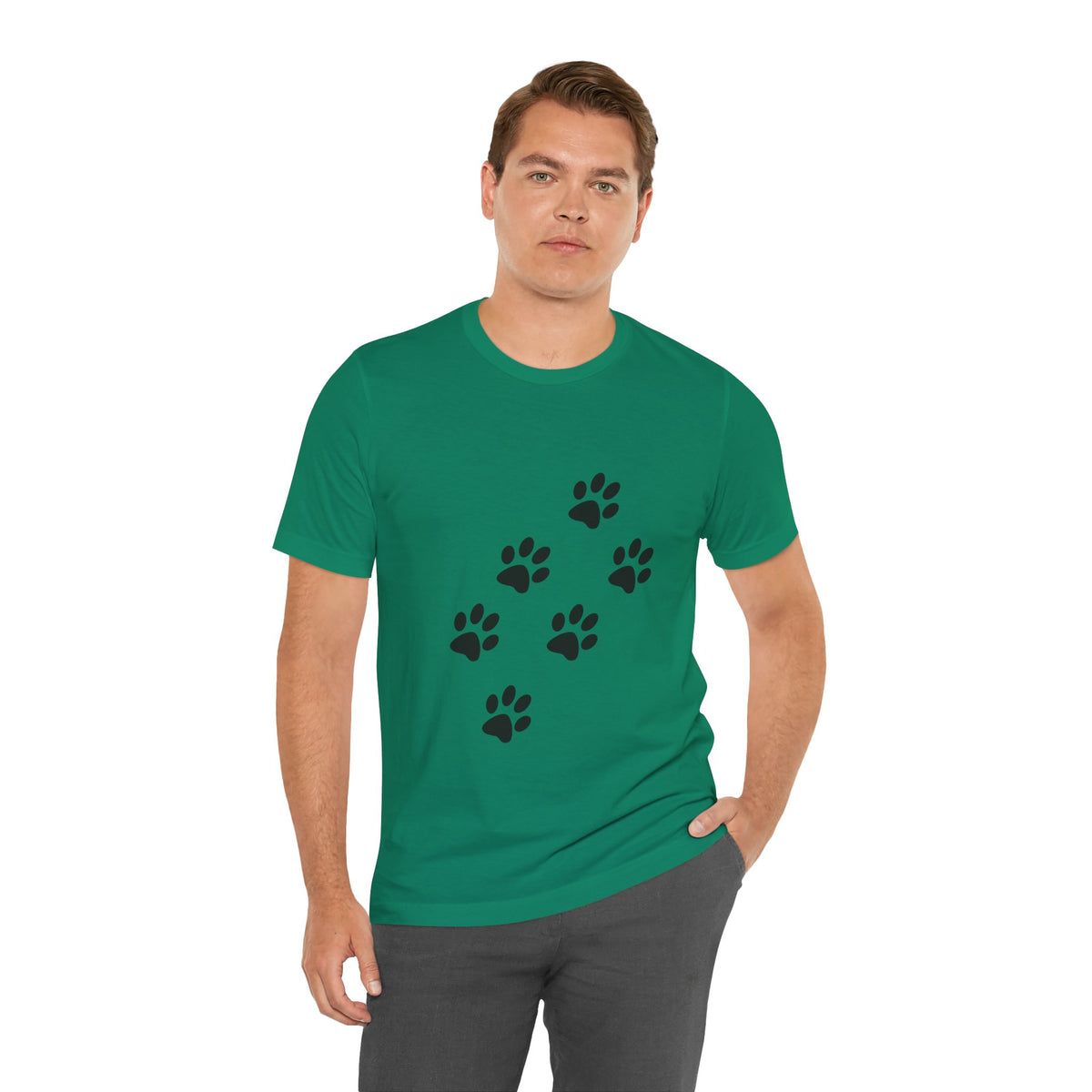 Paw Print Short Sleeve Tee | Unisex Animal Lover Shirt, Pet Owner Gift, Casual Wear, Gifts for Dog Lovers, Comfortable T-Shirt