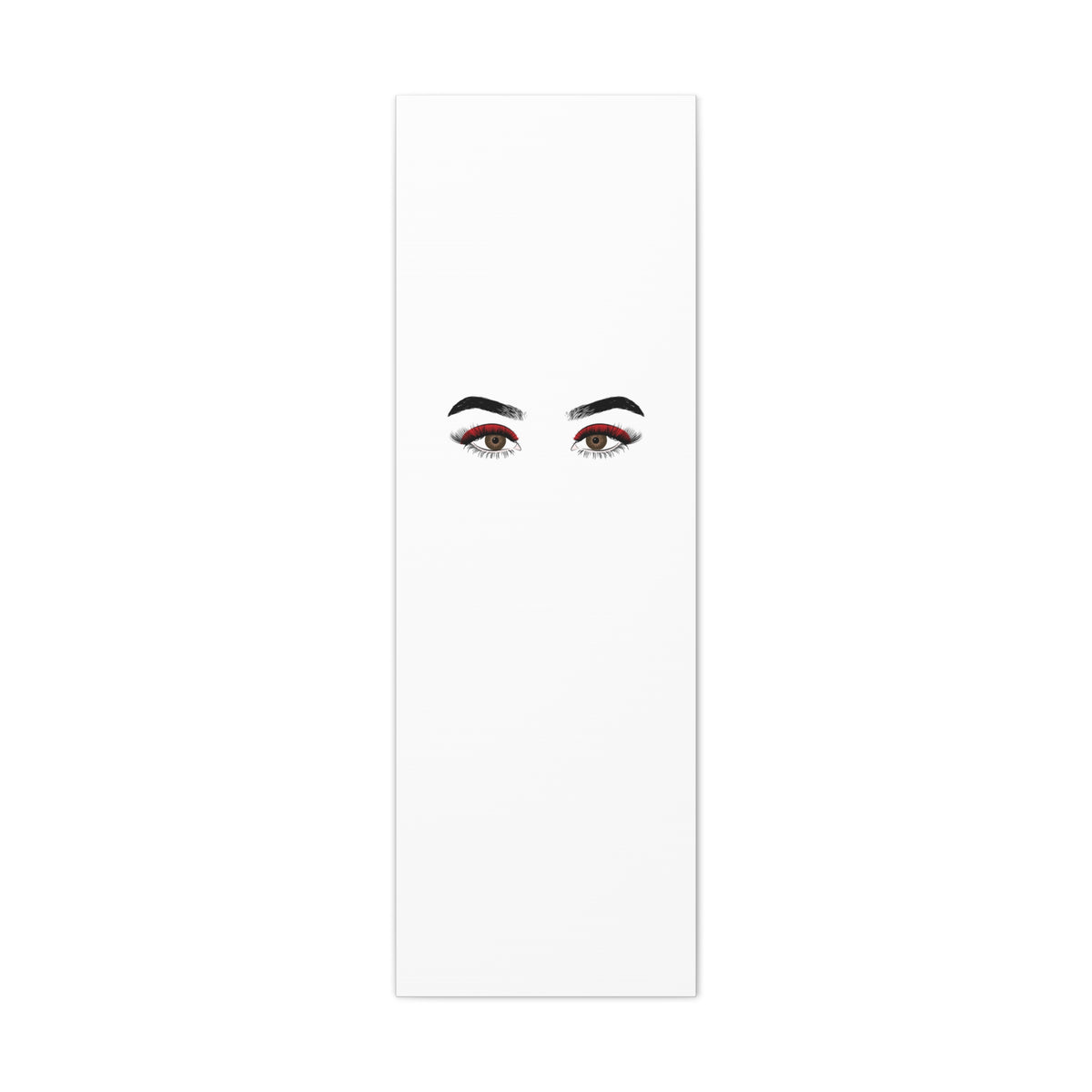 Glam Eyes Matte Canvas Wall Art — Brown Eyes with Red Lashes