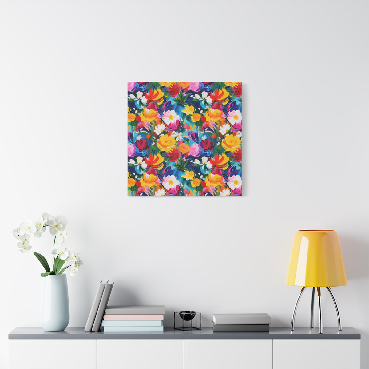 Vibrant Floral Matte Canvas Wall Art — Colorful Garden Print, Stretched 1.25"