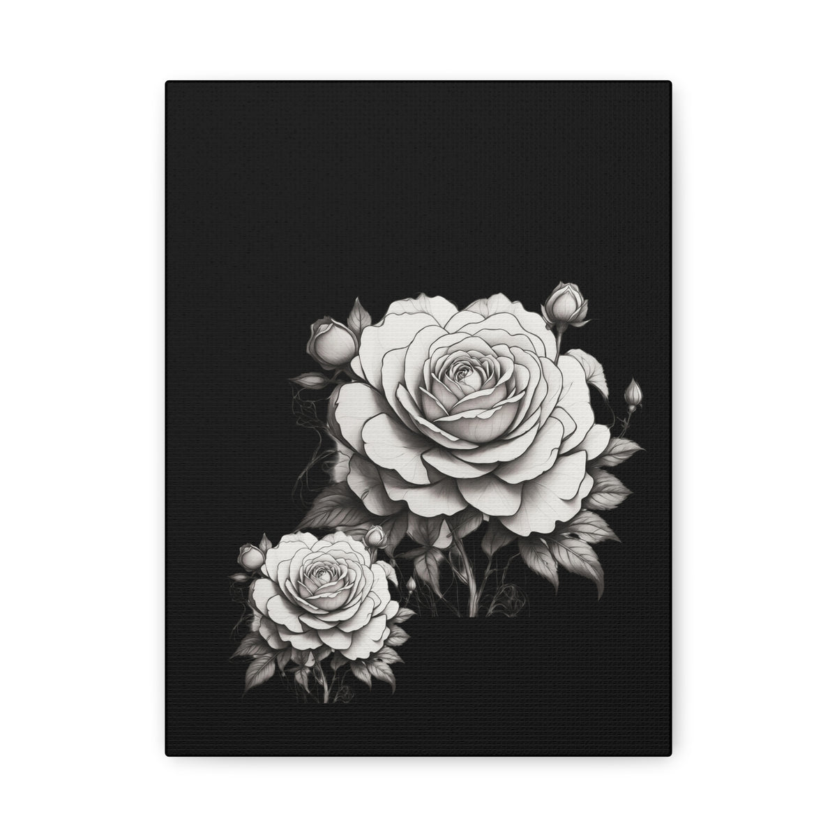 Monochrome Rose Canvas Print — Black & White Floral Wall Art