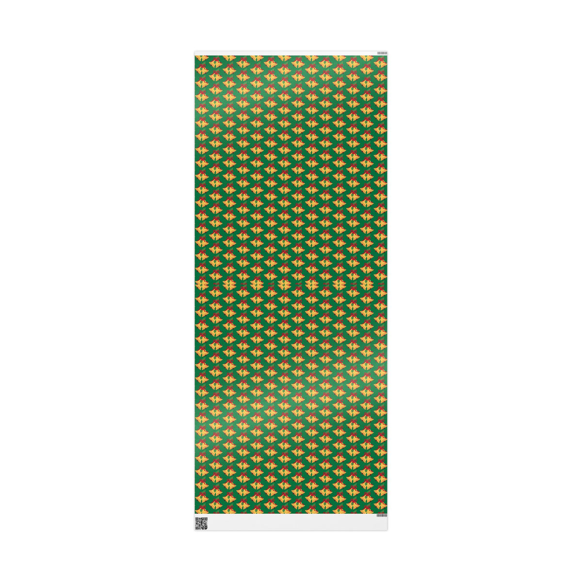 Christmas Bells Wrapping Paper Roll — Green Holly Holiday Gift Wrap