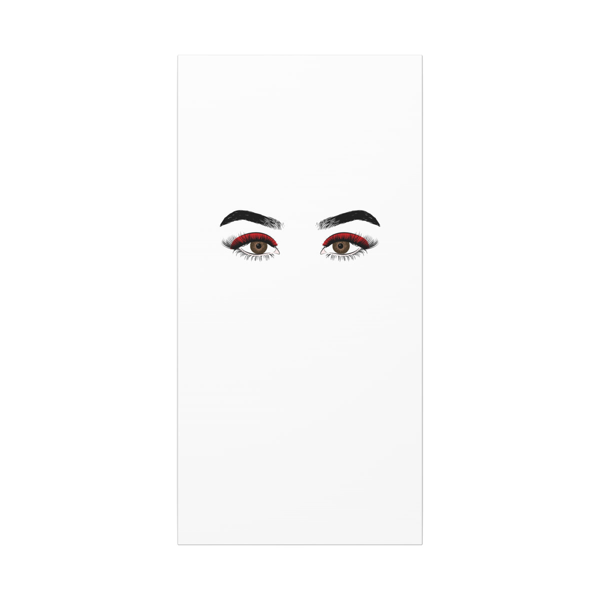 Glam Eyes Matte Canvas Wall Art — Brown Eyes with Red Lashes
