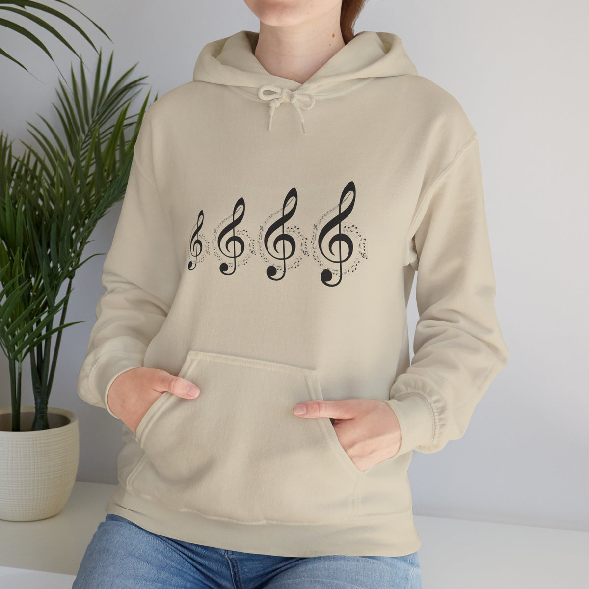 Treble Clef Hoodie – Minimal Music Note Graphic Sweatshirt for Musicians