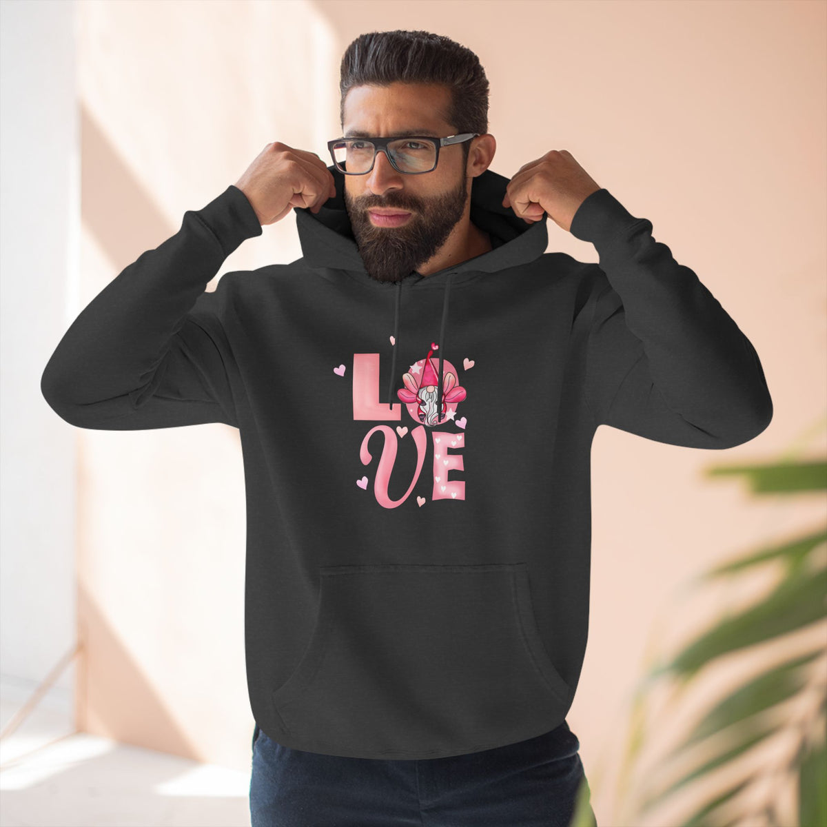 Love Blossom Hoodie — Pink Floral "LOVE" Graphic Fleece Hoodie