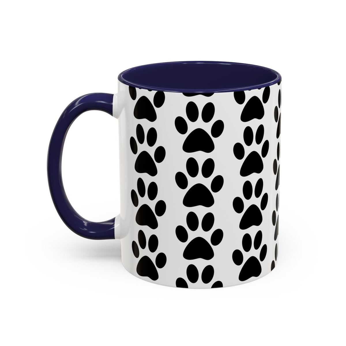 Paw Print Accent Coffee Mug - Dog Lover Gift, Black and White Pet Mug, Cute Animal Decor, Personalized Pet Owner Present, Coffee Tea Cup