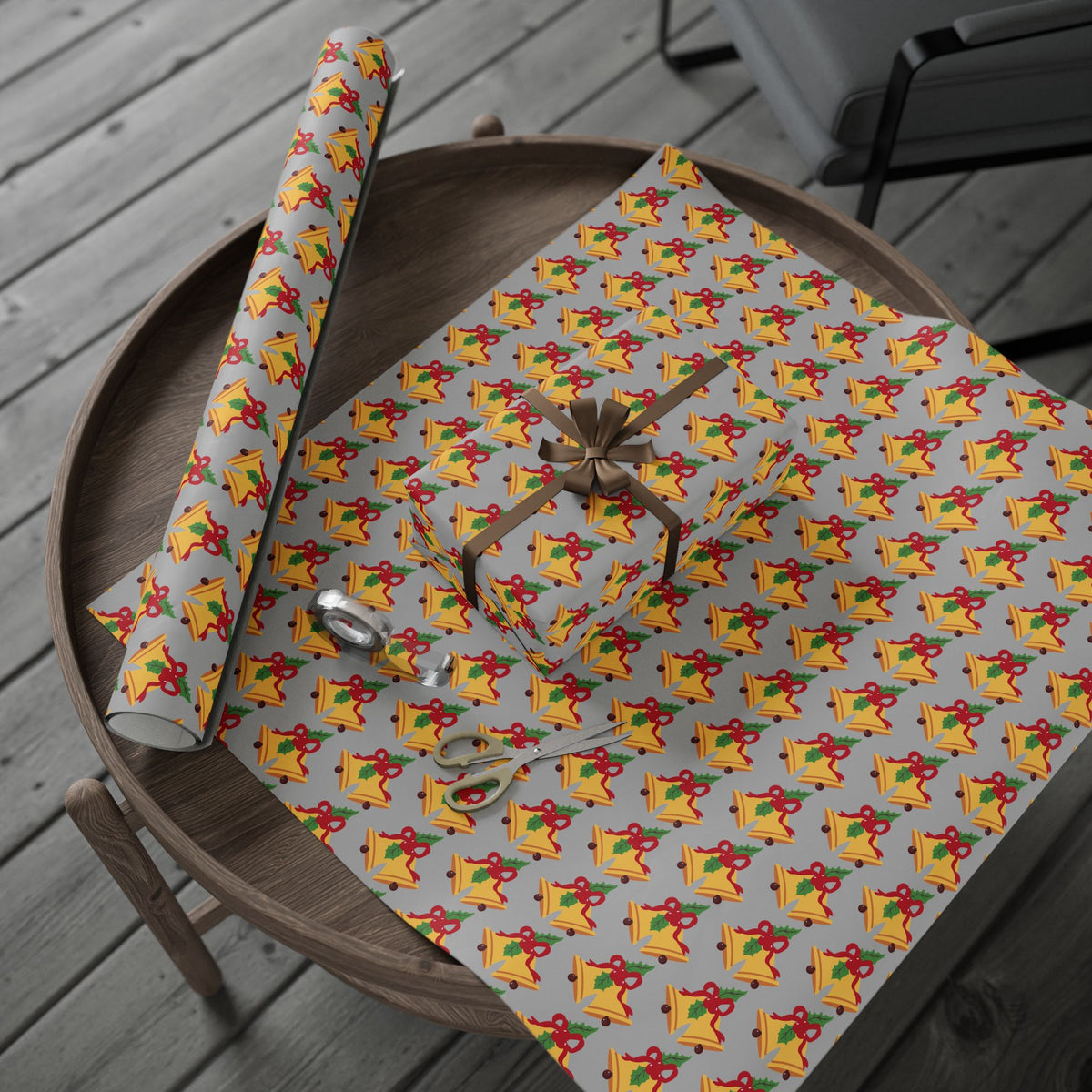 Holiday Bell Pattern Wrapping Paper — Festive Christmas Gift Wrap Roll