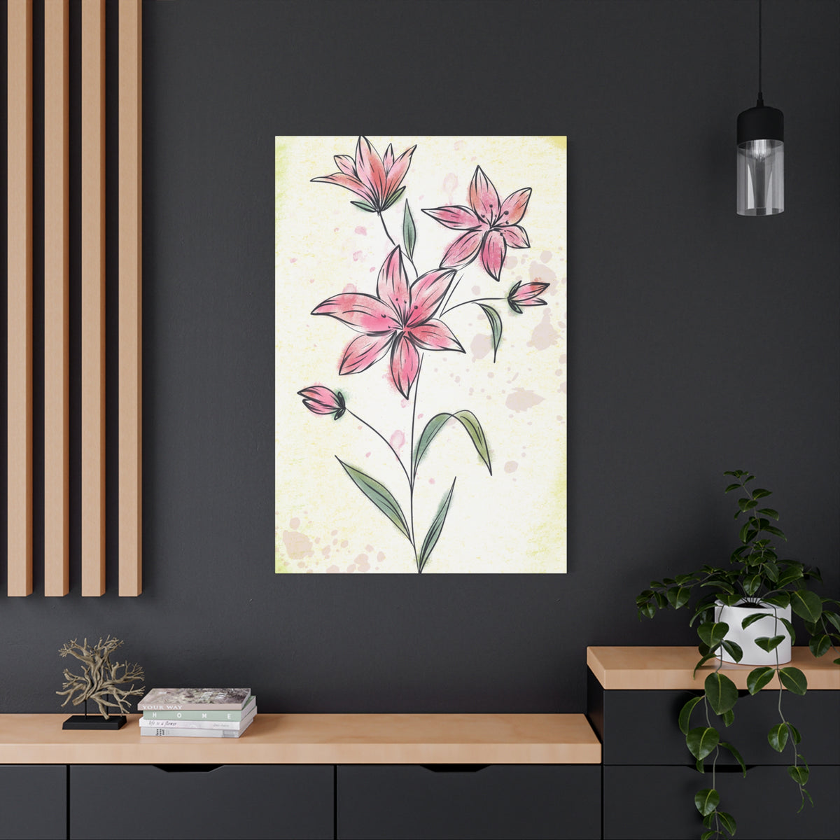 Matte Canvas, Stretched, 1.25" Tulips Pink Flowers