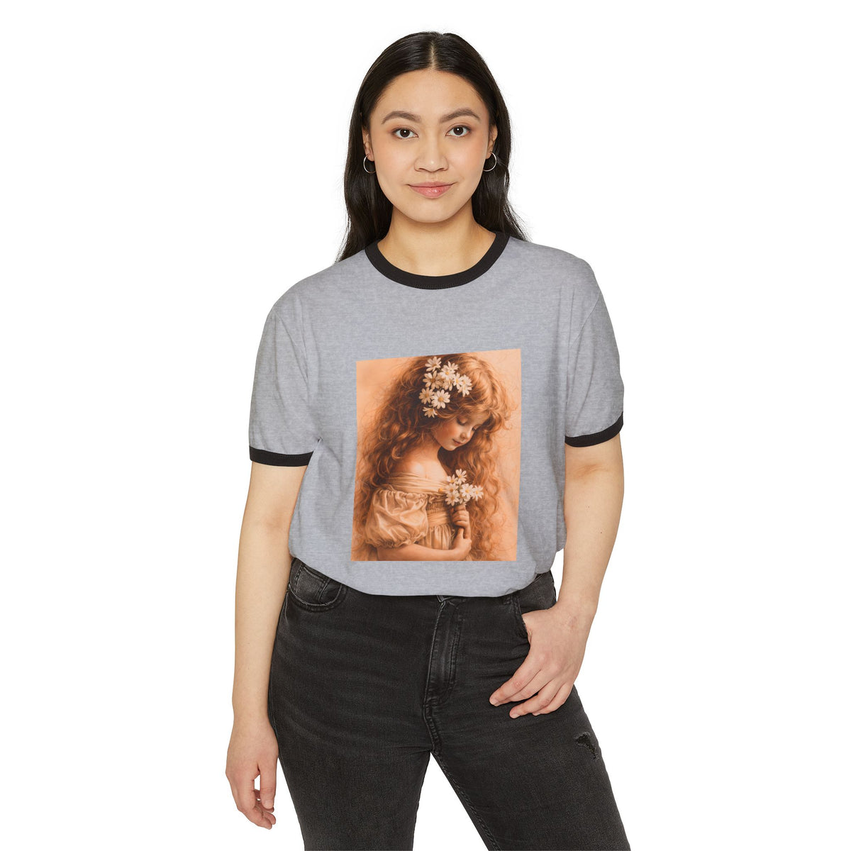 Vintage Floral Girl Ringer Tee
