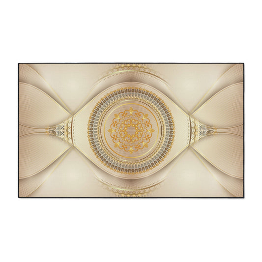Decorative Heavy Duty Floor Mat — Elegant Gold Mandala Design