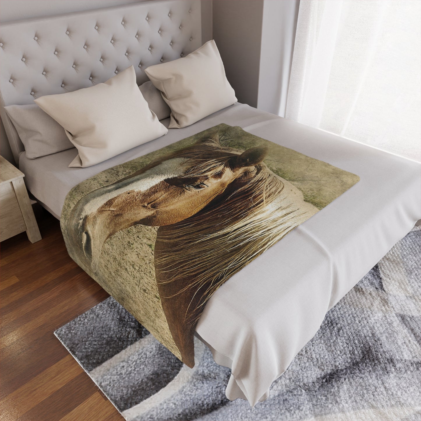 Rustic Horse Minky Blanket — Soft Western Horse Portrait Throw