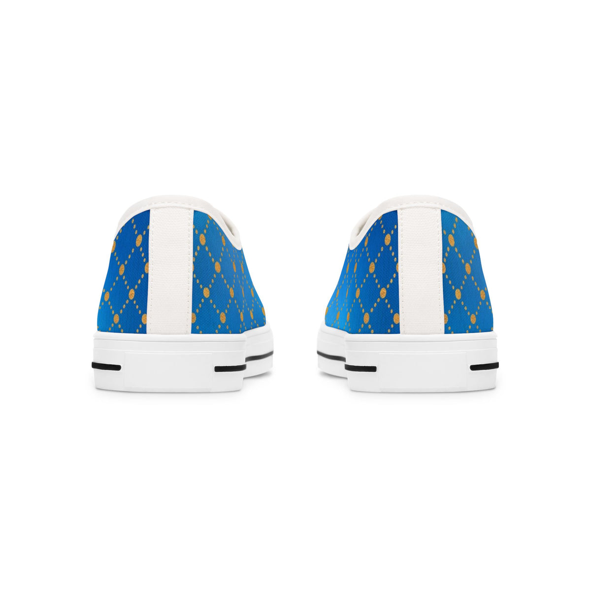Blue Gold Lattice Low Top Sneakers