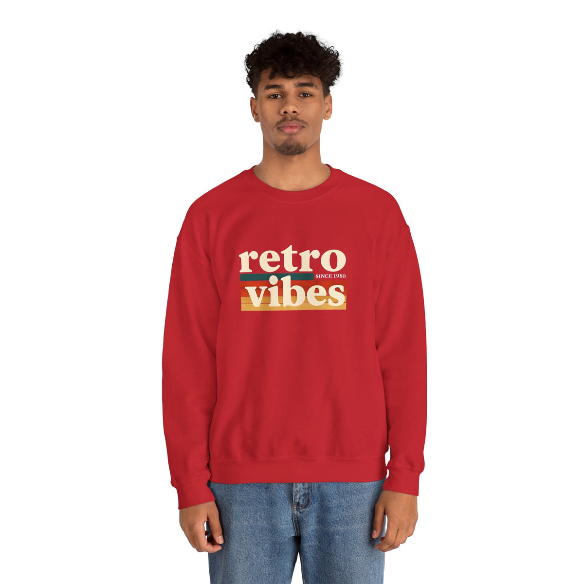 Retro Vibes Crewneck Sweatshirt, Unisex Vintage Style, Cozy Fall Fashion, Gift for Music Lovers, Chill Weekend Wear