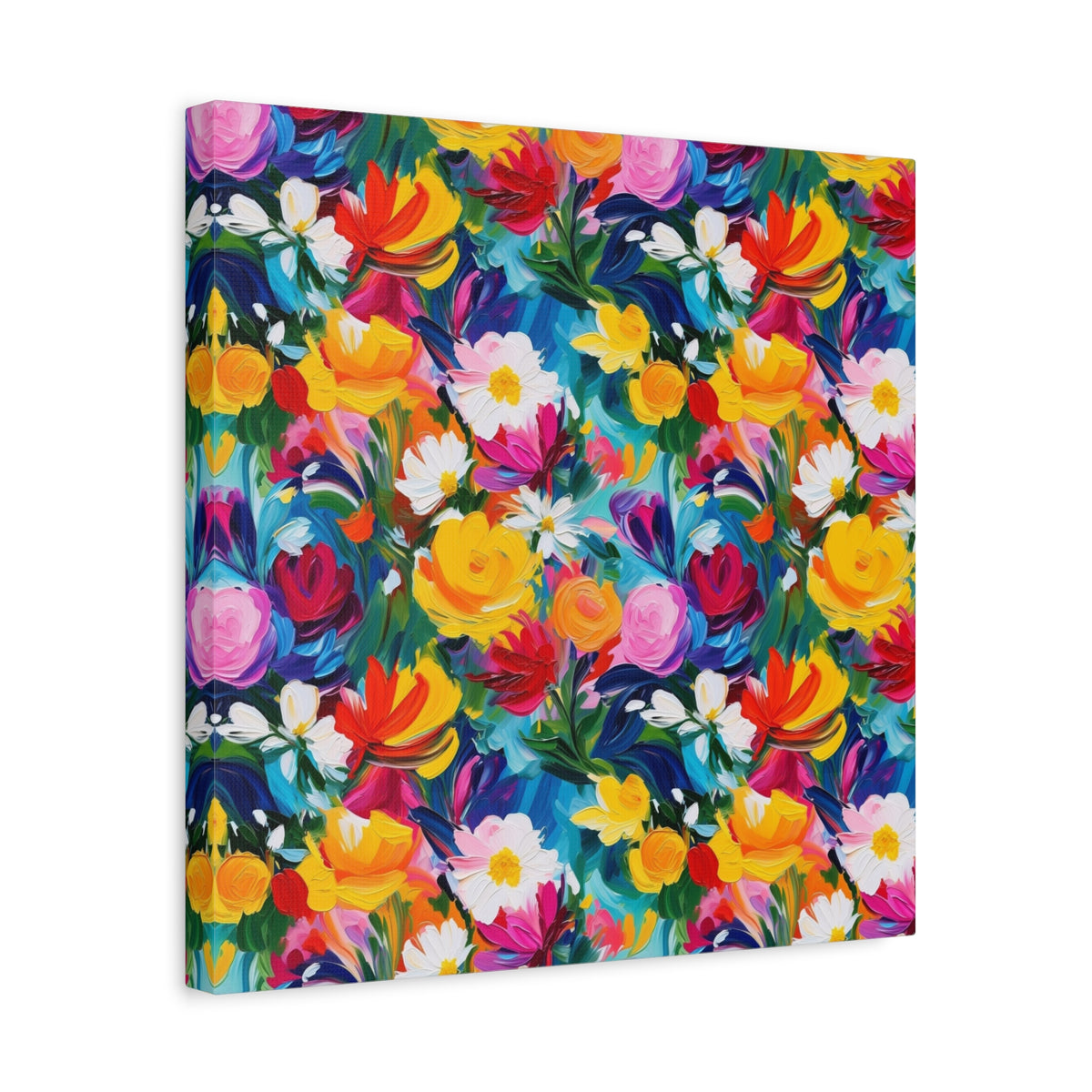 Vibrant Floral Matte Canvas Wall Art — Colorful Garden Print, Stretched 1.25"