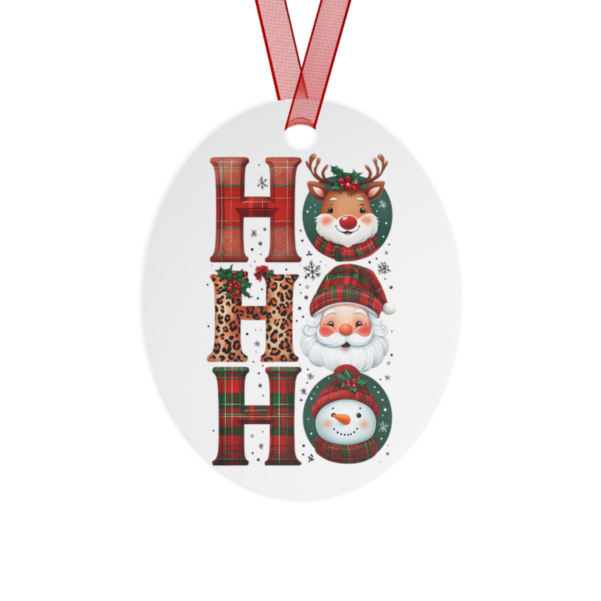 Festive Metal Ornaments, Personalized Holiday Decor, Christmas Tree Ornaments, Cute Ho Ho Ho Design, Unique Gift for Friends