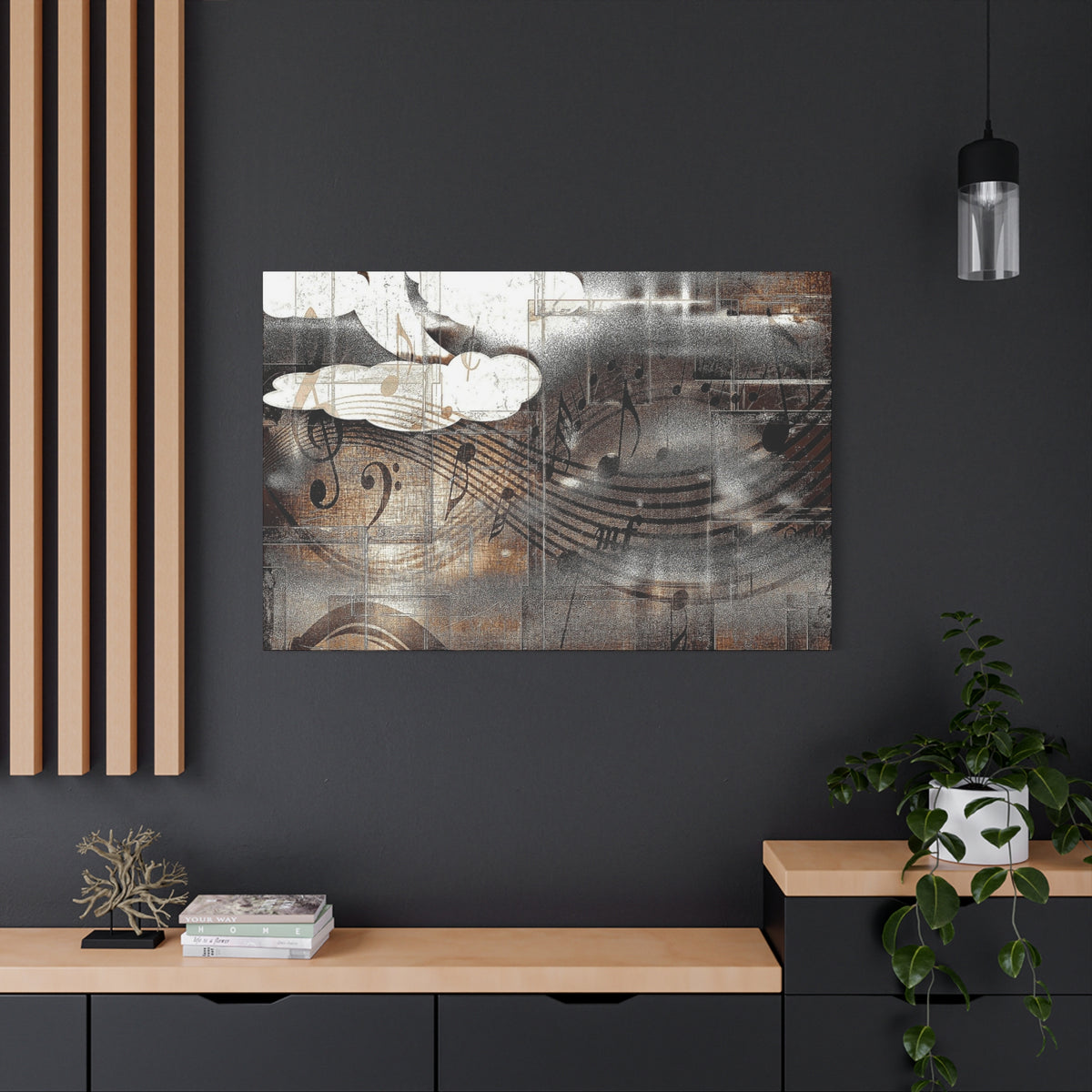 Abstract Musical Notes Matte Stretched Canvas Art (1.25")